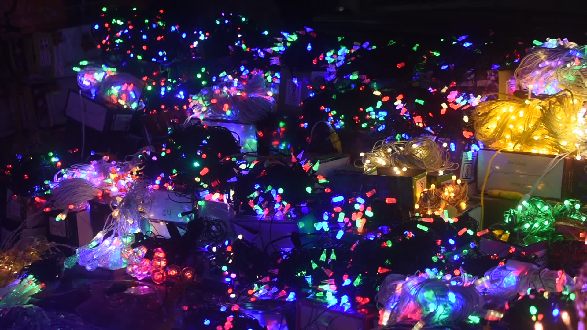 Decorative lights at a market ahead of Diwali celebration in India.