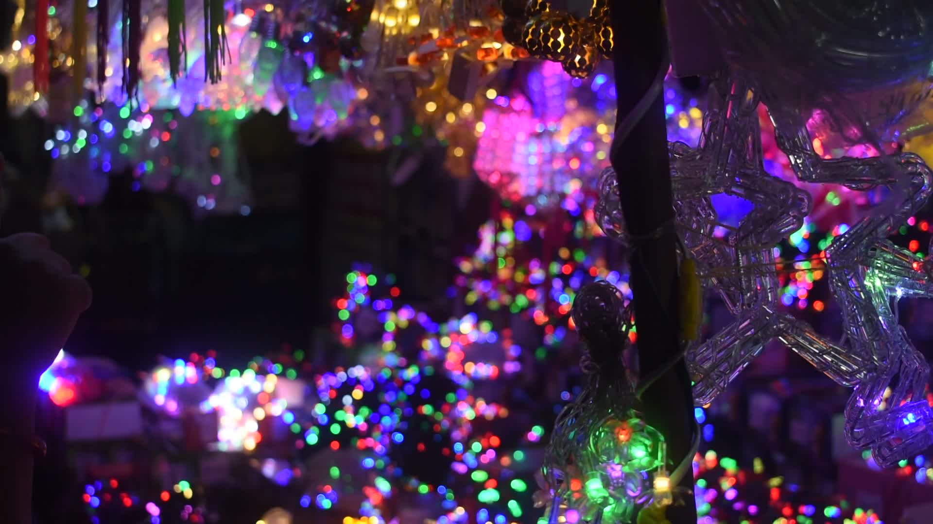 Decorative lights at a market ahead of Diwali celebration in India.