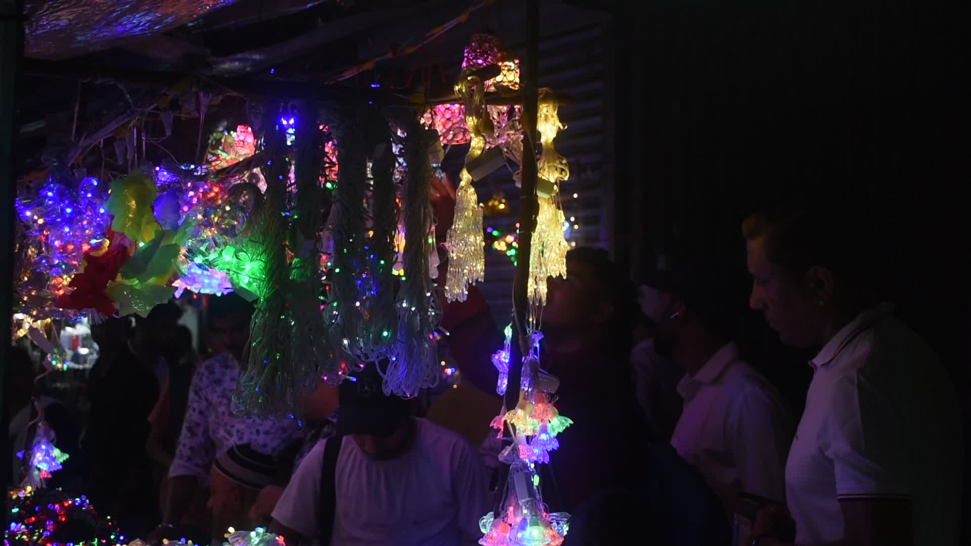 Decorative lights at a market ahead of Diwali celebration in India.