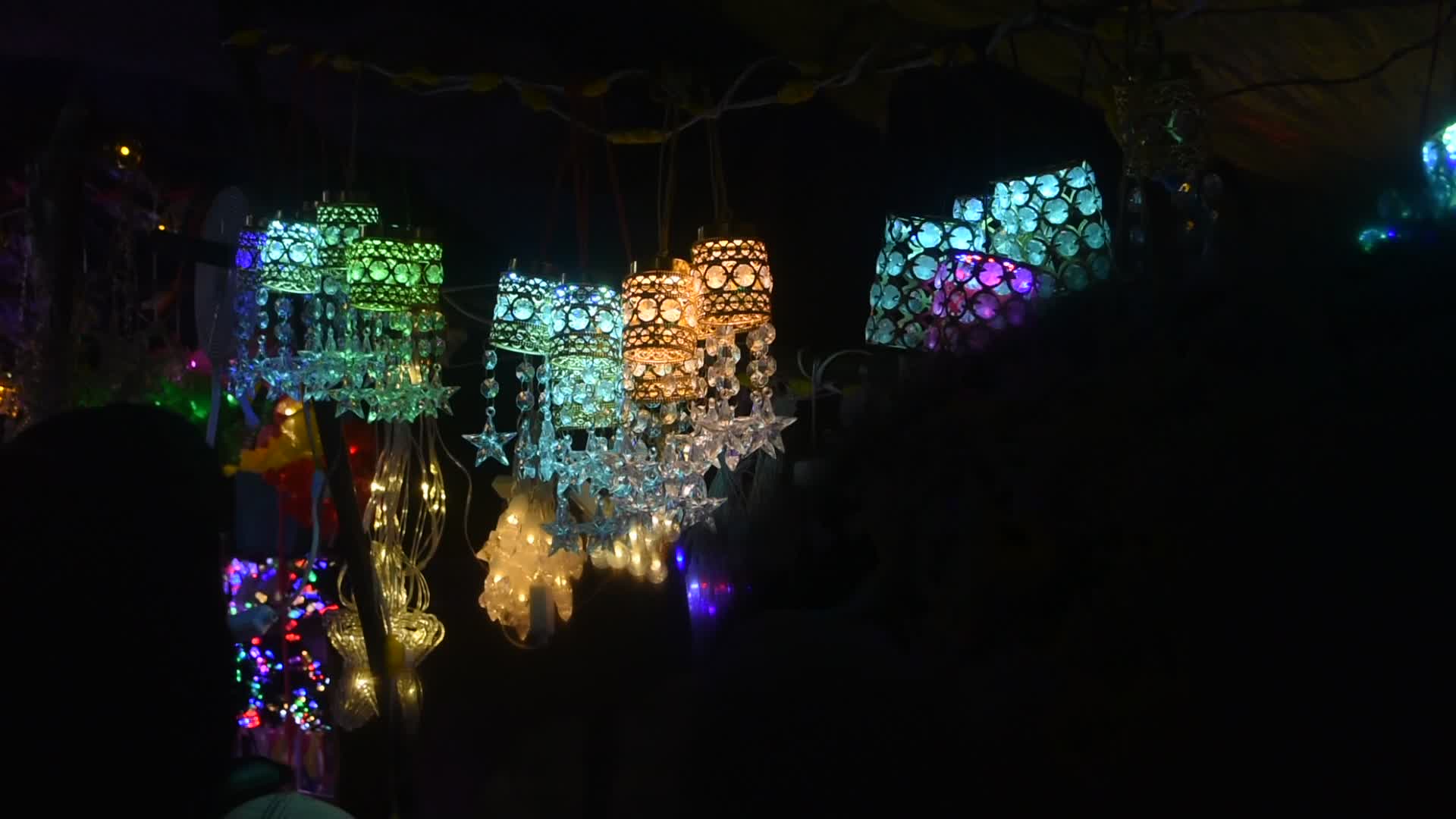 Decorative lights at a market ahead of Diwali celebration in India.