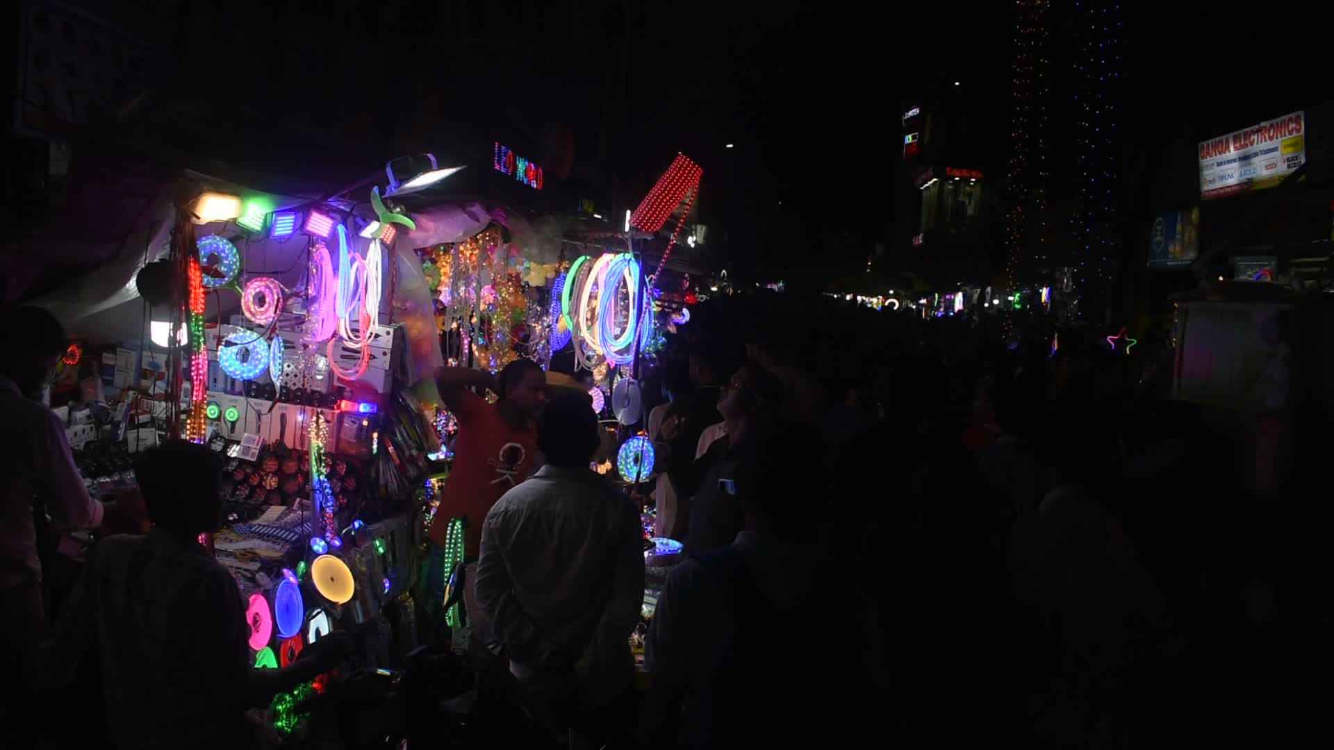 Decorative lights at a market ahead of Diwali celebration in India.