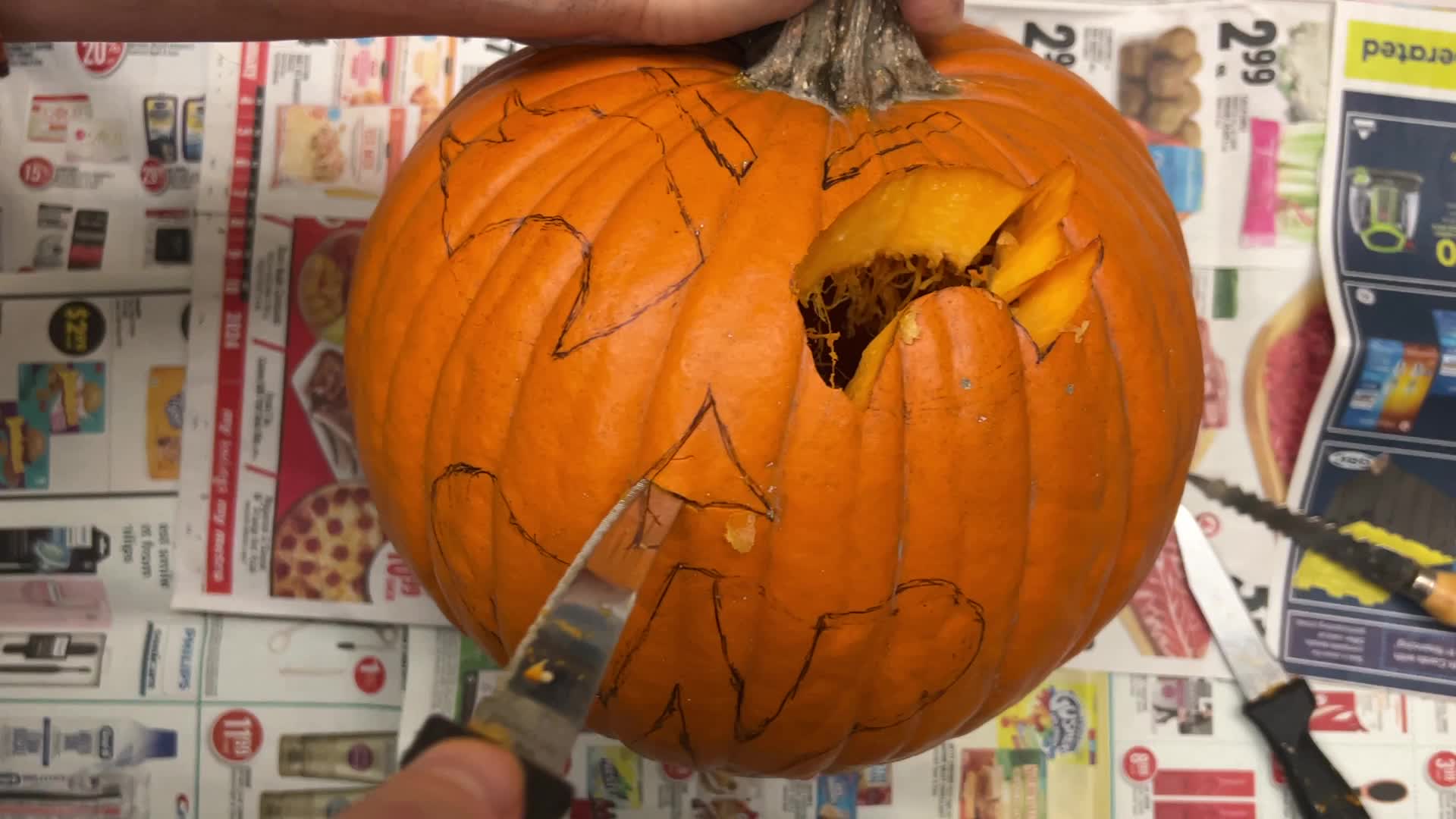Halloween pumpkin carving in Toronto, Canada