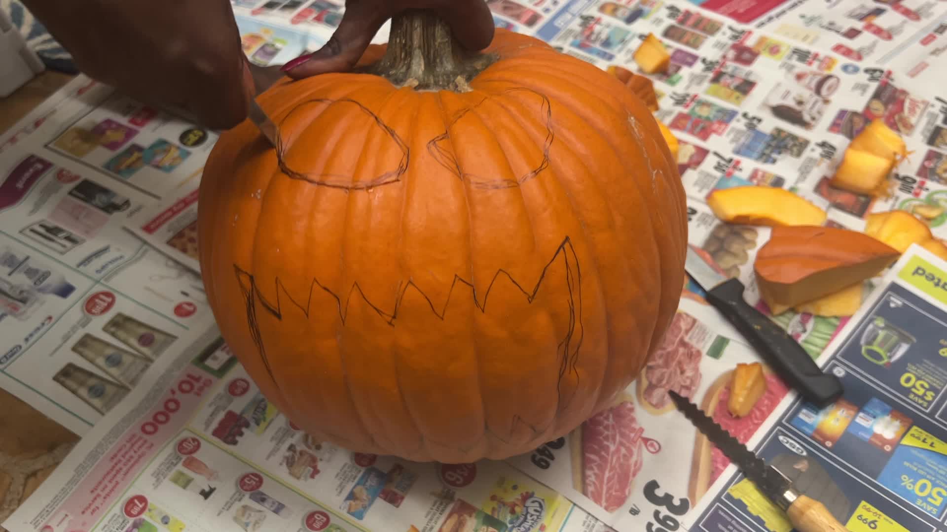 Halloween pumpkin carving in Toronto, Canada