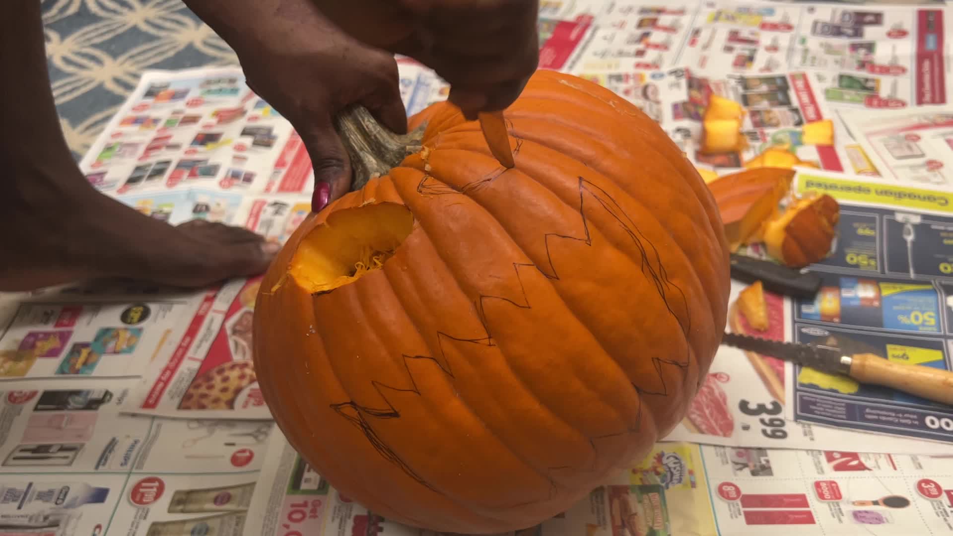 Halloween pumpkin carving in Toronto, Canada