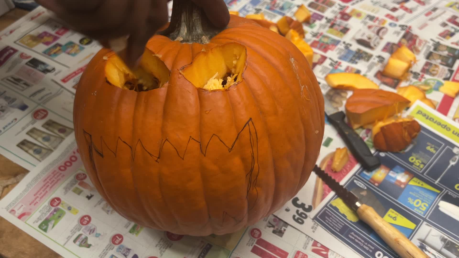 Halloween pumpkin carving in Toronto, Canada