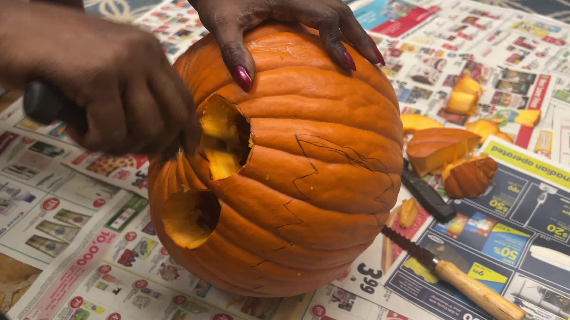 Halloween pumpkin carving in Toronto, Canada