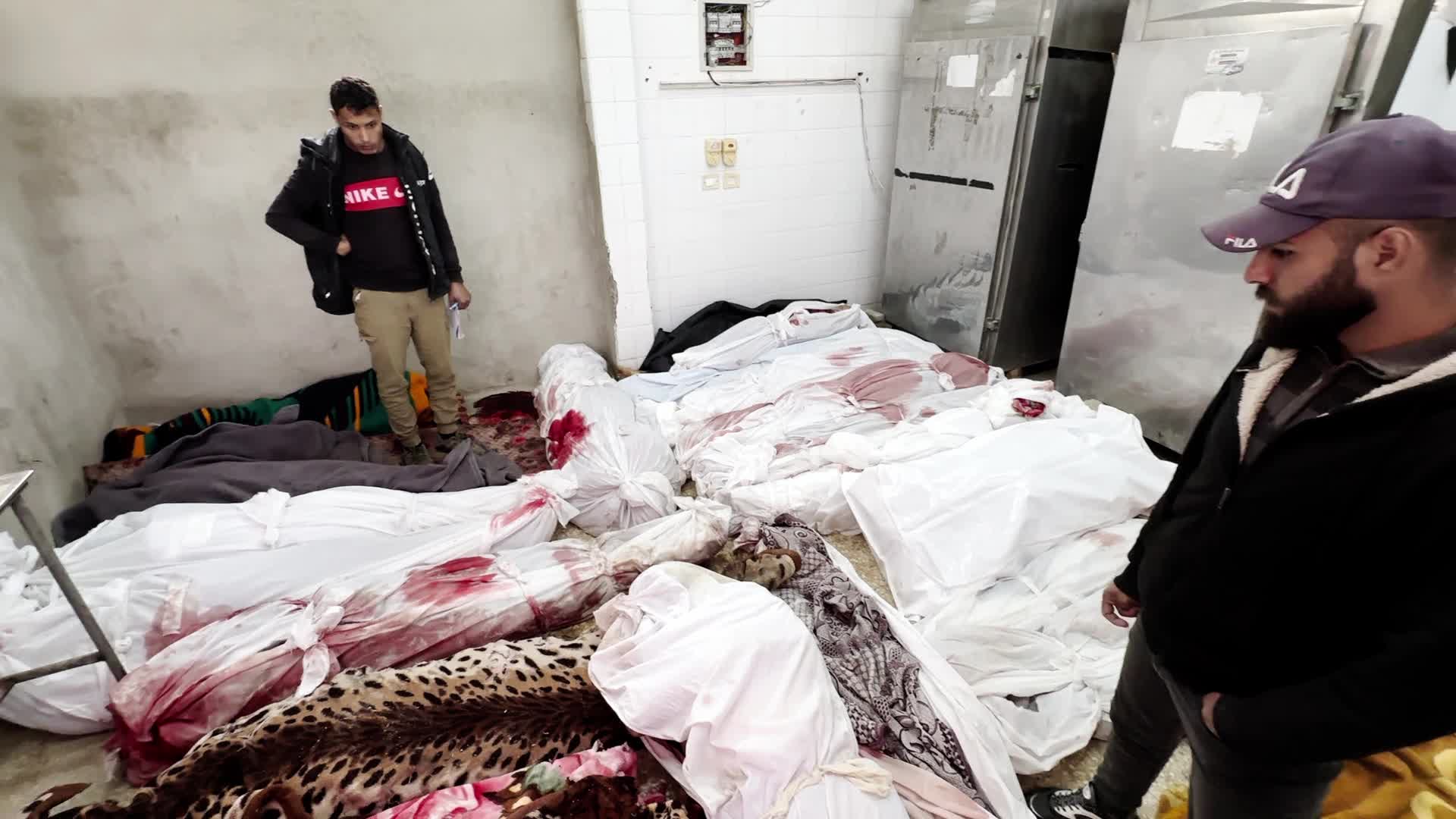 Palestinians Mourn Victims of Israeli Airstrike at al-Aqsa Martyrs Hospital in Central Gaza