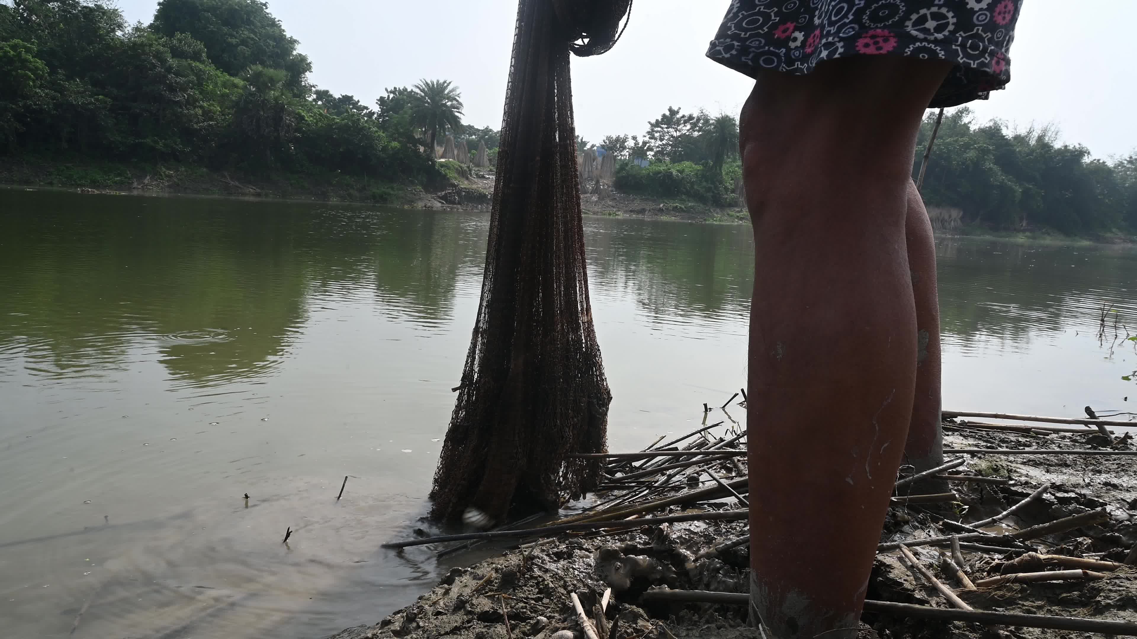 Fish in the Jalangi River has decreased due to pollution 