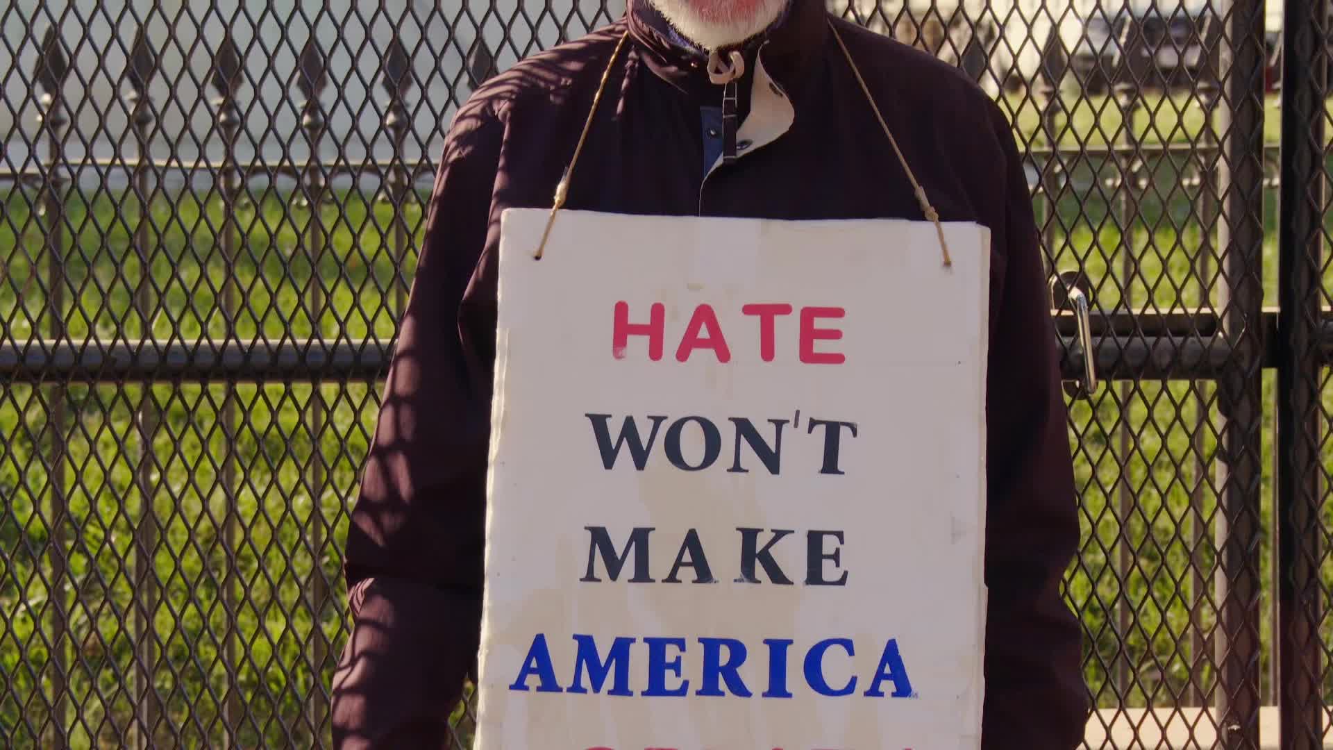 Anti-Trump Protester in front of White House 