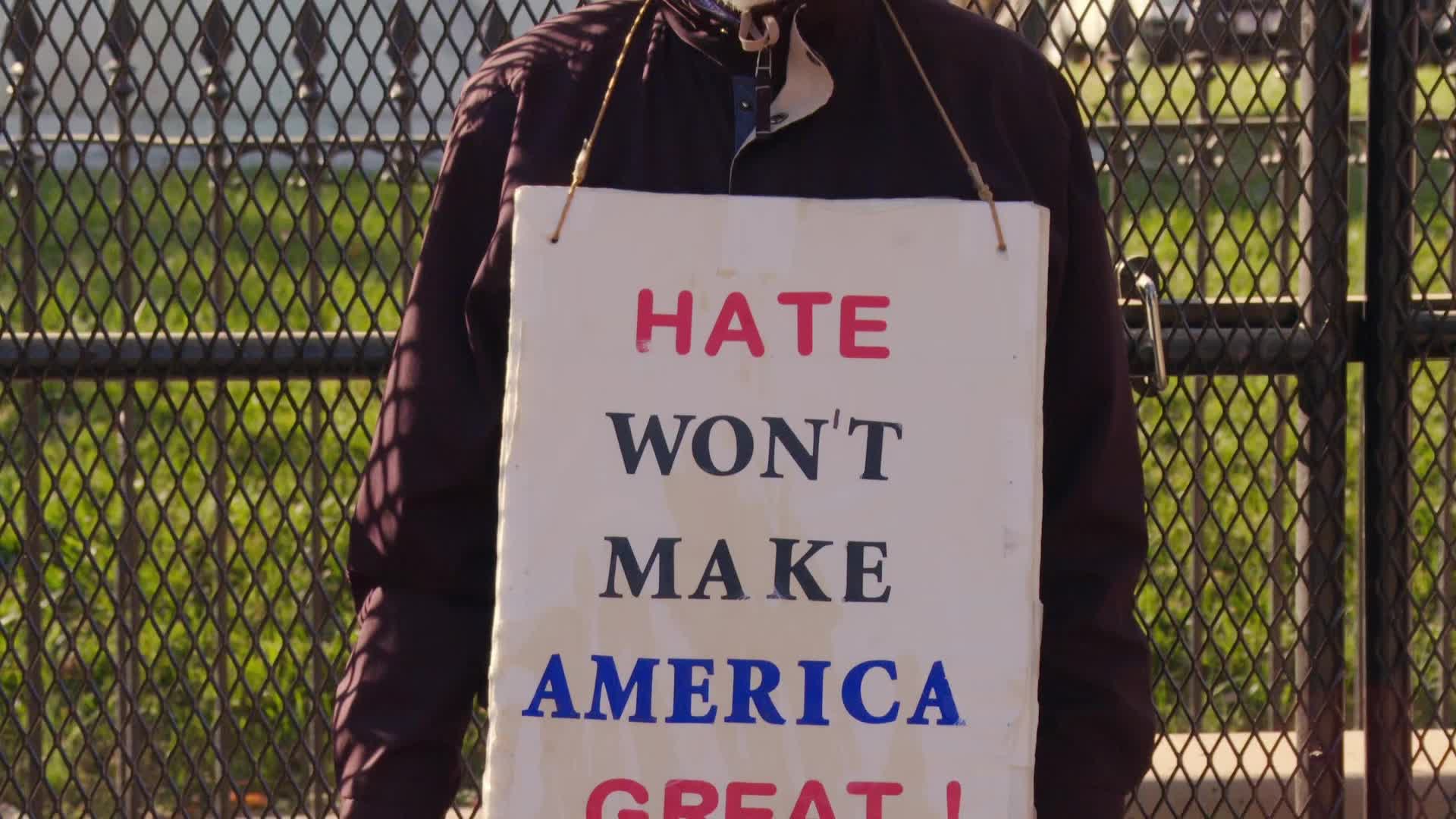 Anti-Trump Protester in front of White House 