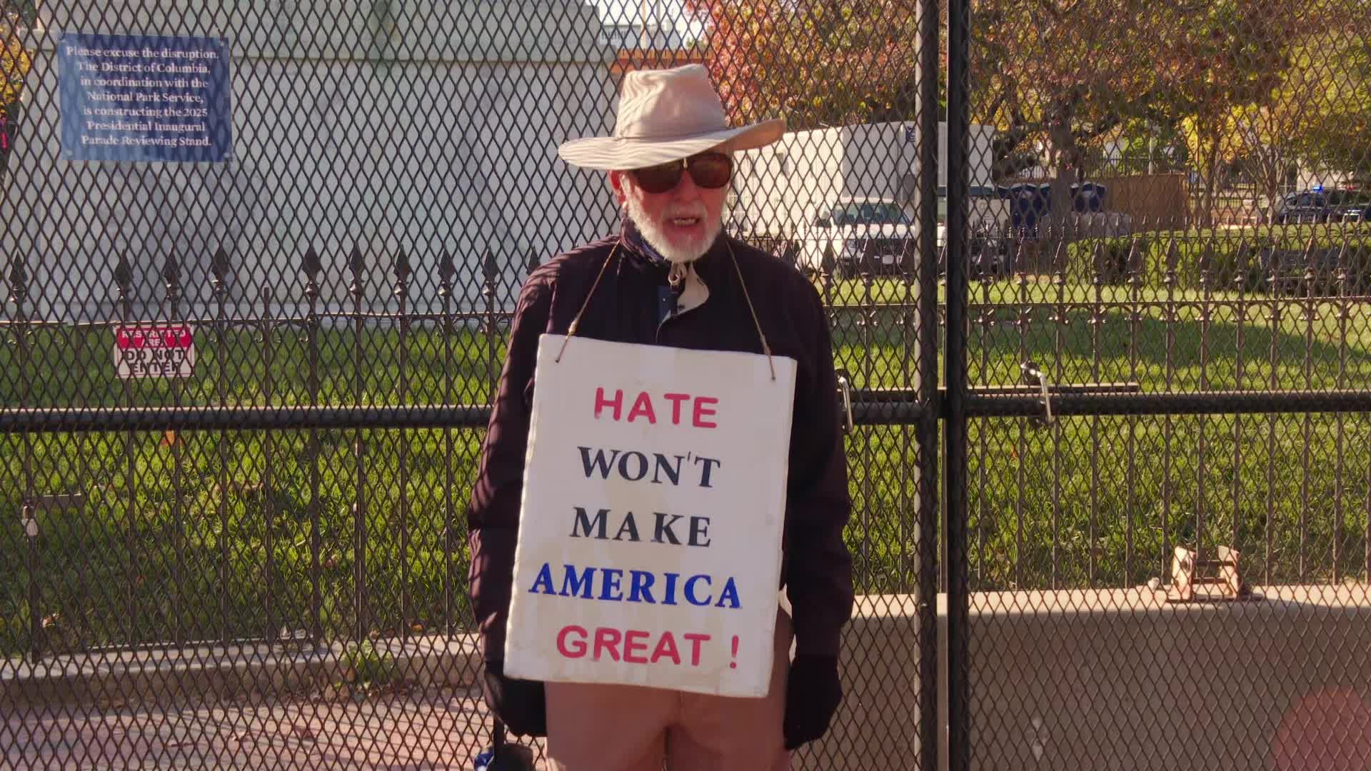 Anti-Trump Protester in front of White House 