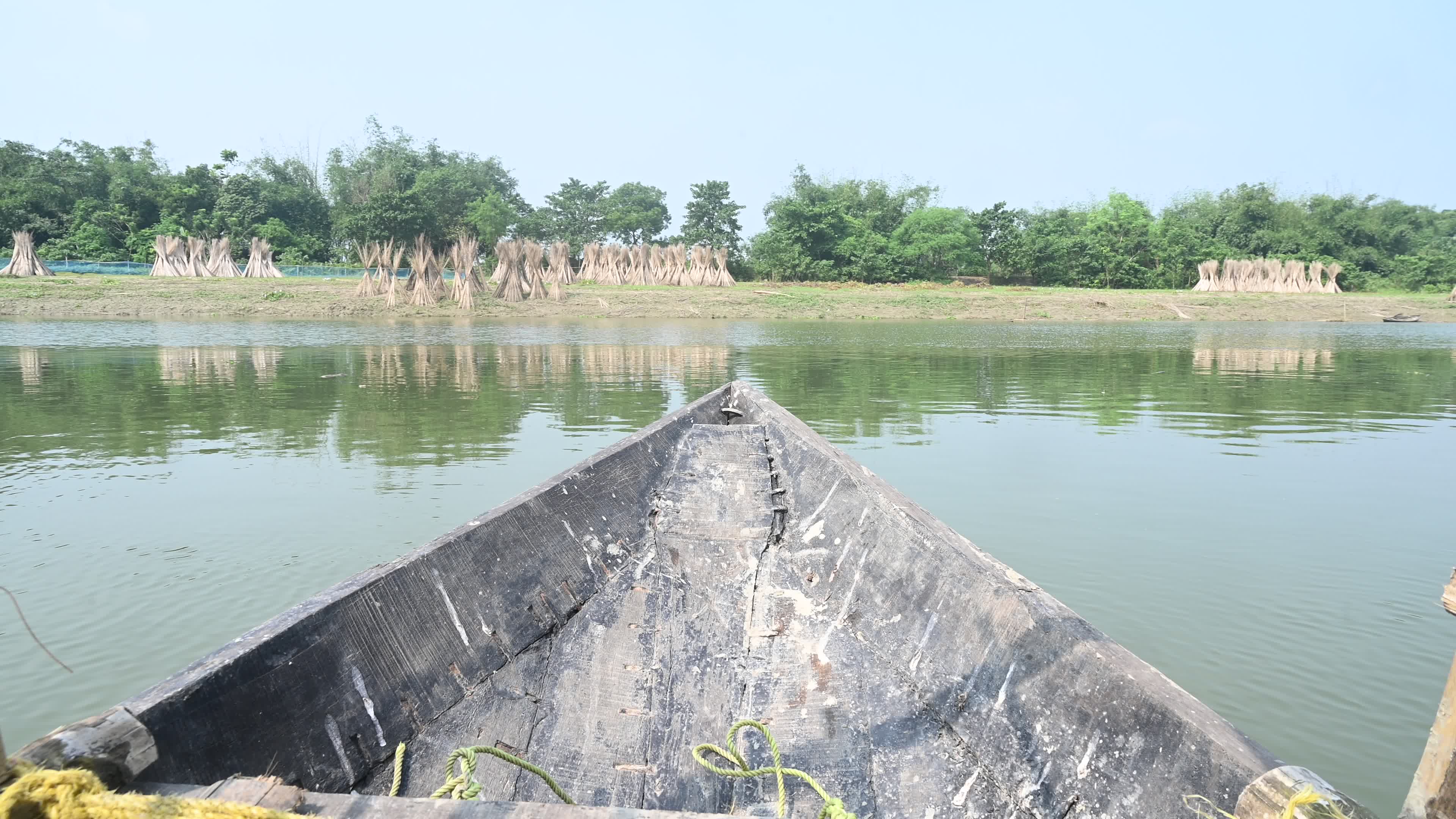 Amazing landscape of Jalangi River from fishing boat
