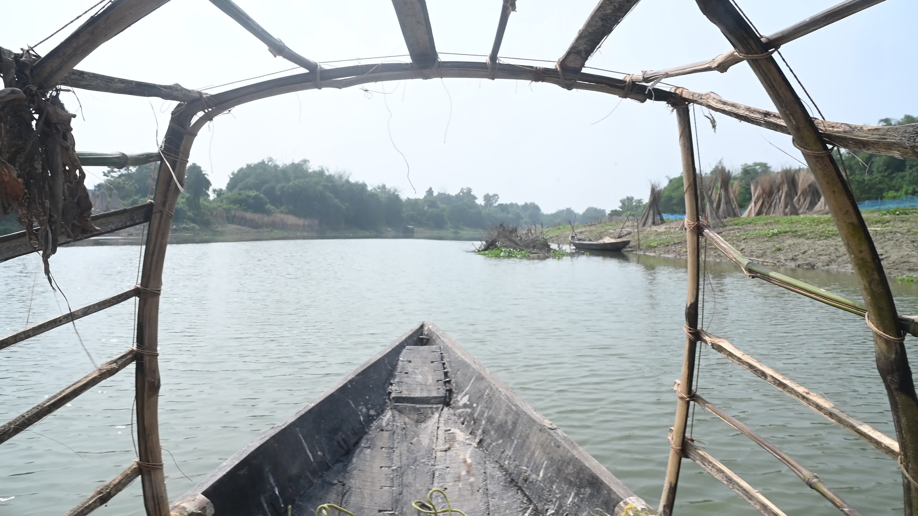 Amazing landscape of Jalangi River from fishing boat
