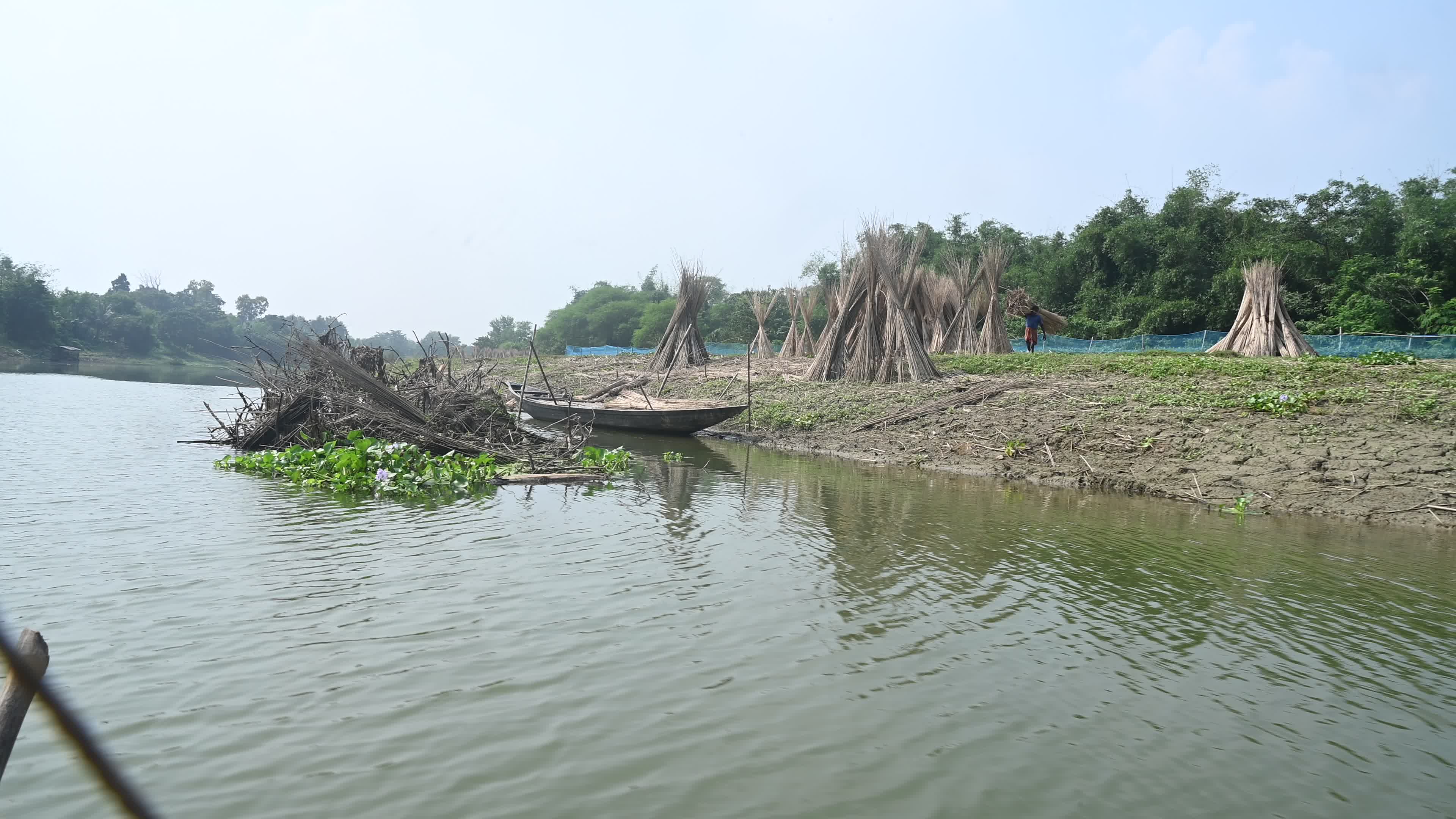 Amazing landscape of Jalangi River from fishing boat
