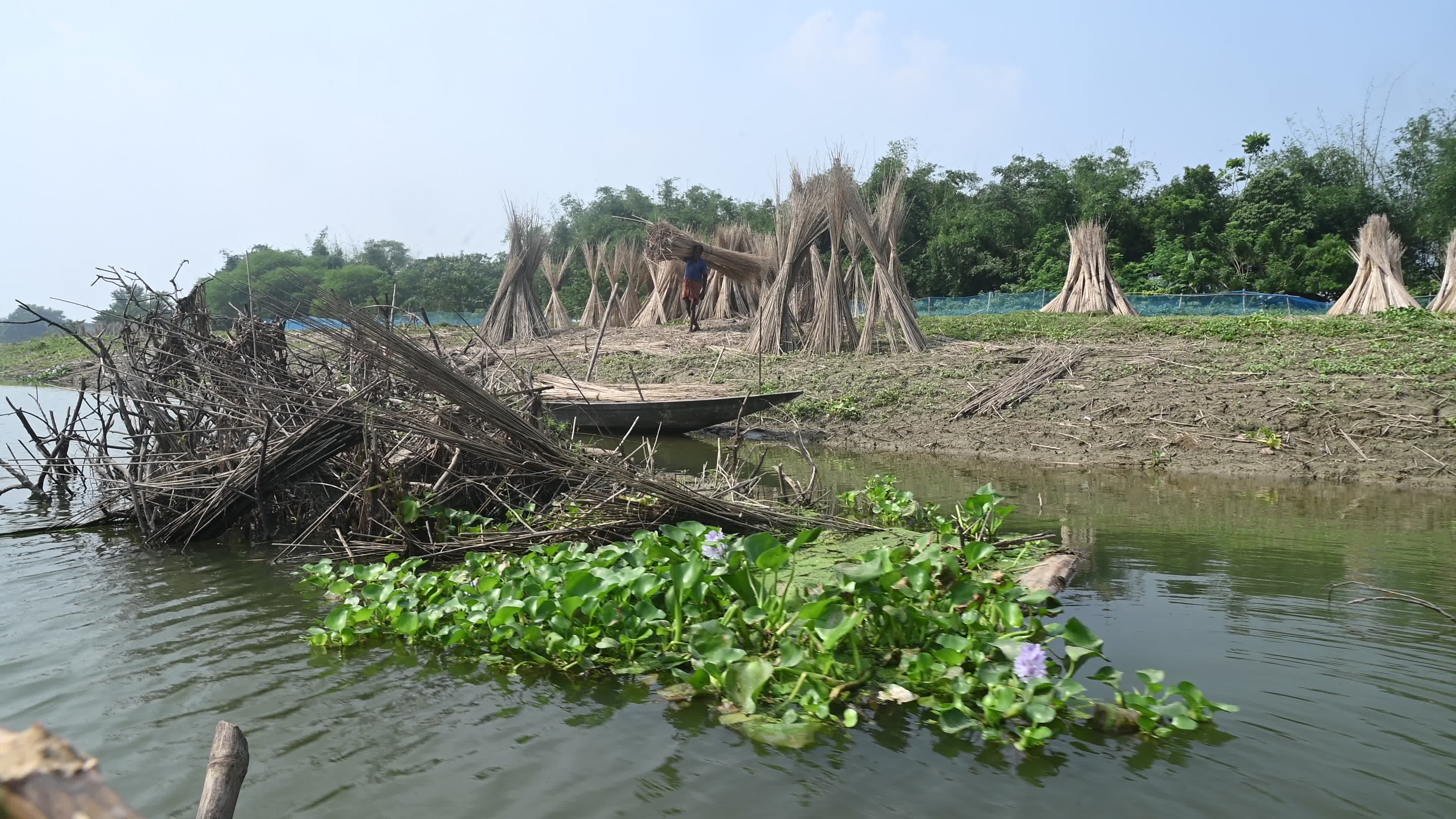 Amazing landscape of Jalangi River from fishing boat
