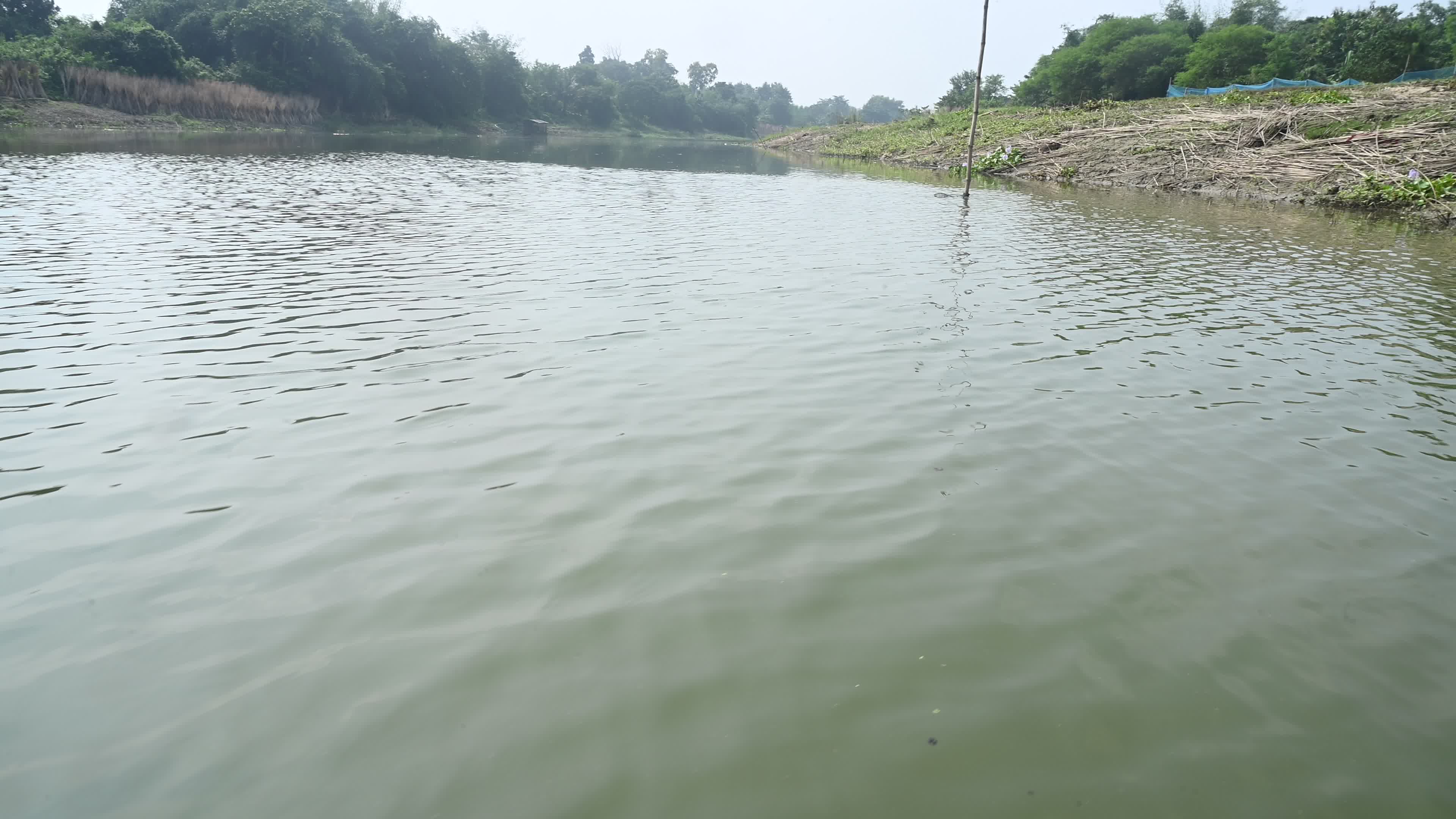 Amazing landscape of Jalangi River from fishing boat
