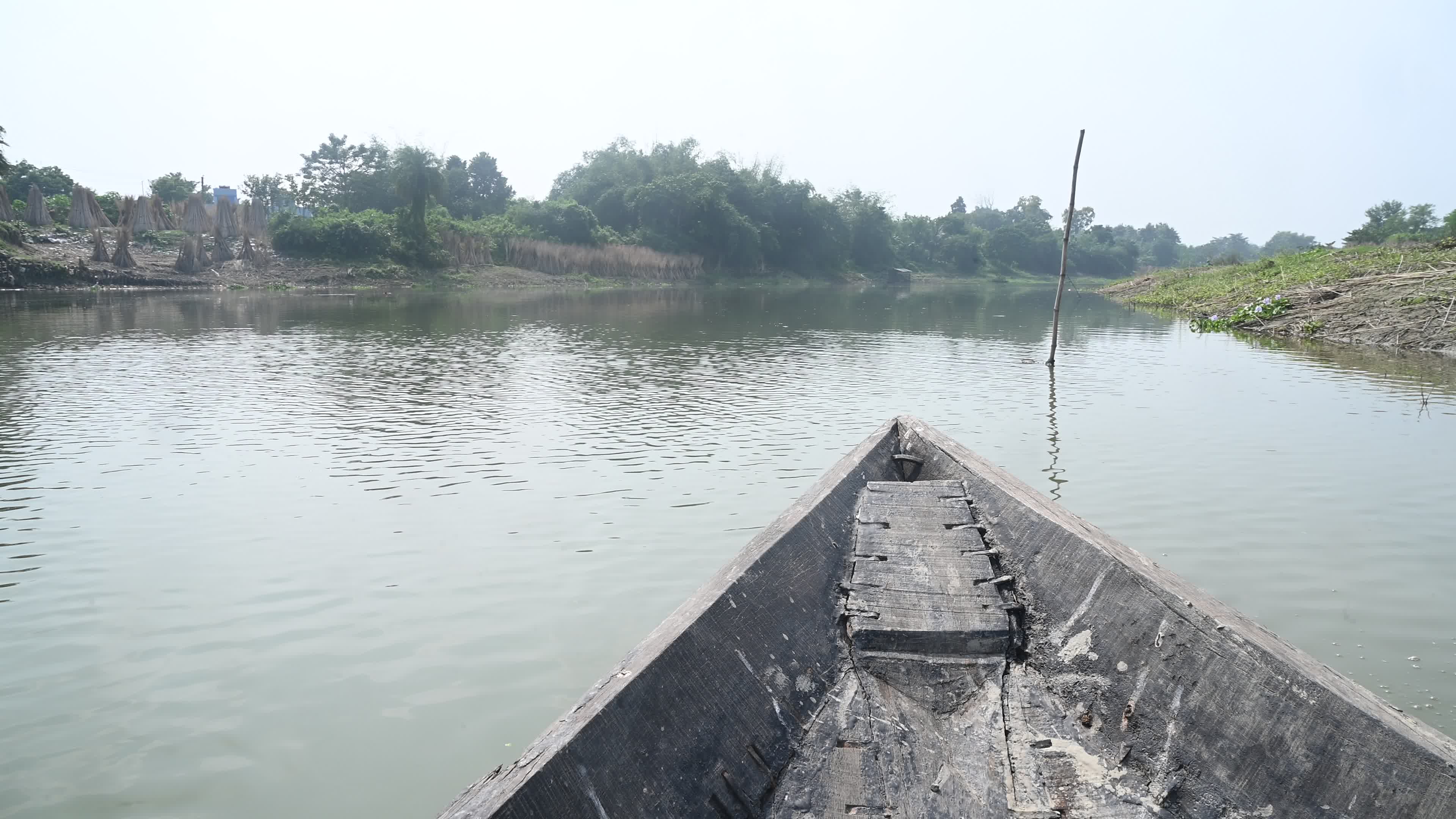 Amazing landscape of Jalangi River from fishing boat
