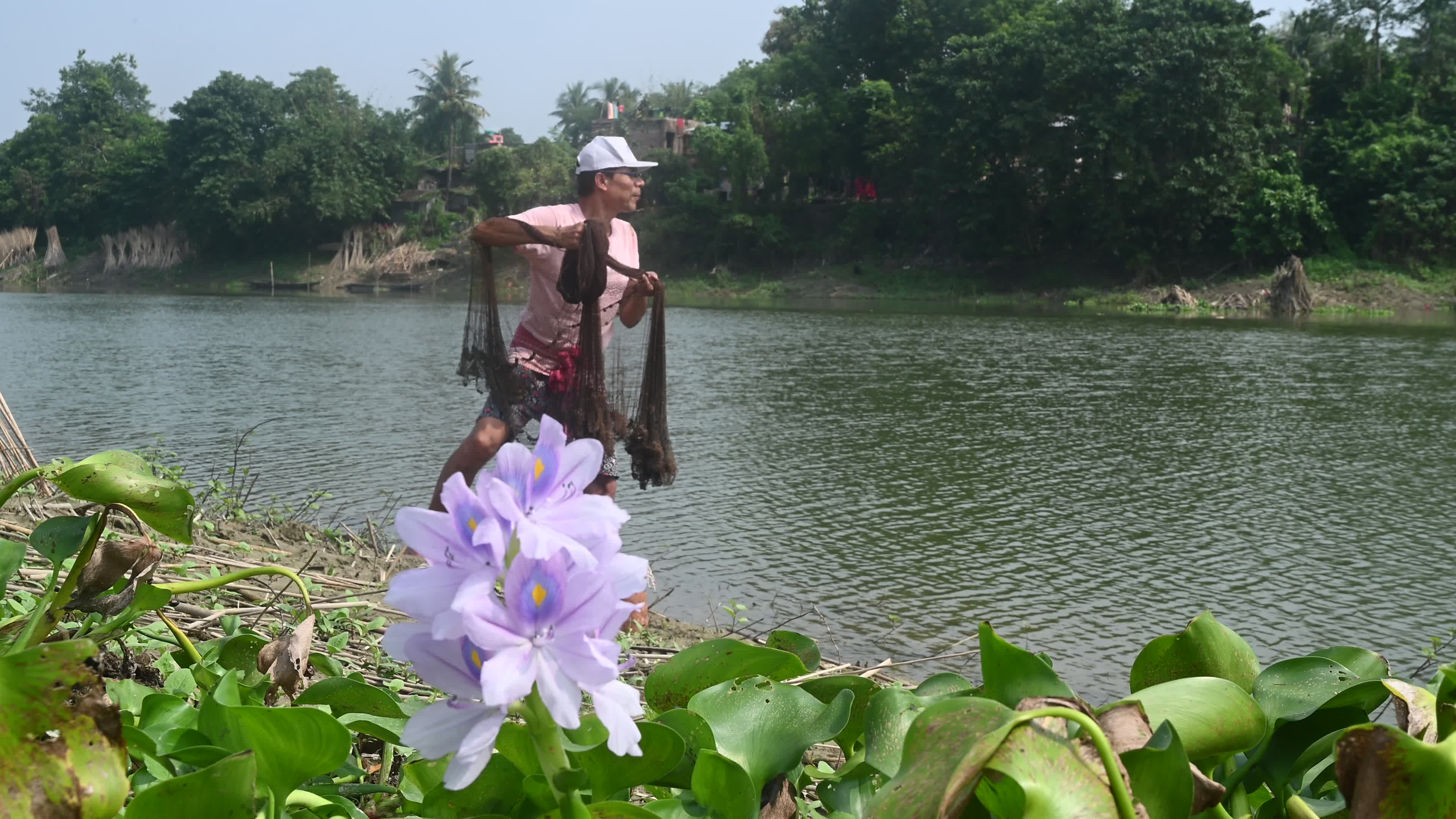 Amazing landscape of Jalangi River from fishing boat
