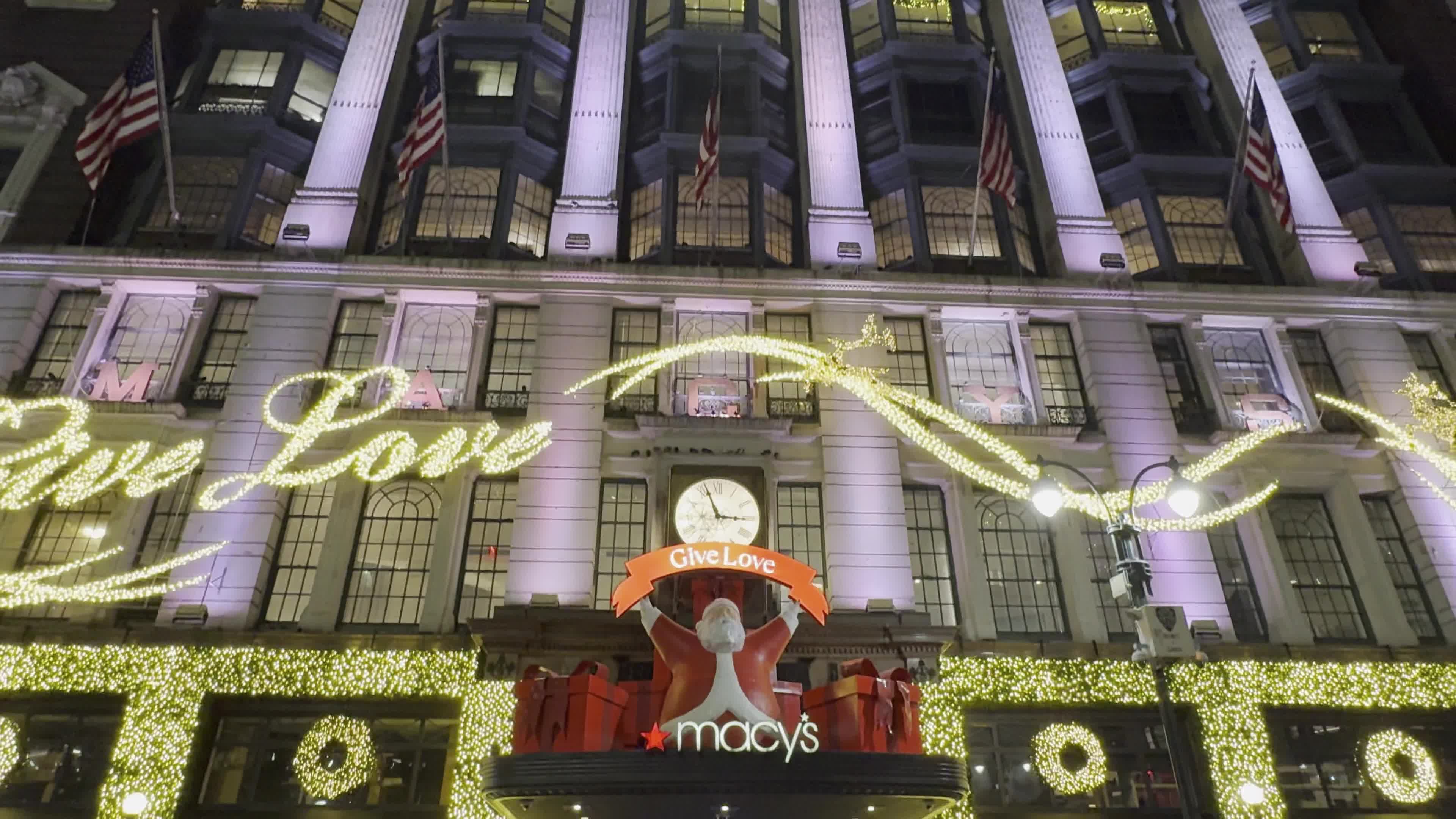 Macys Getting Ready with Thanksgiving Day and Christmas Decorations
