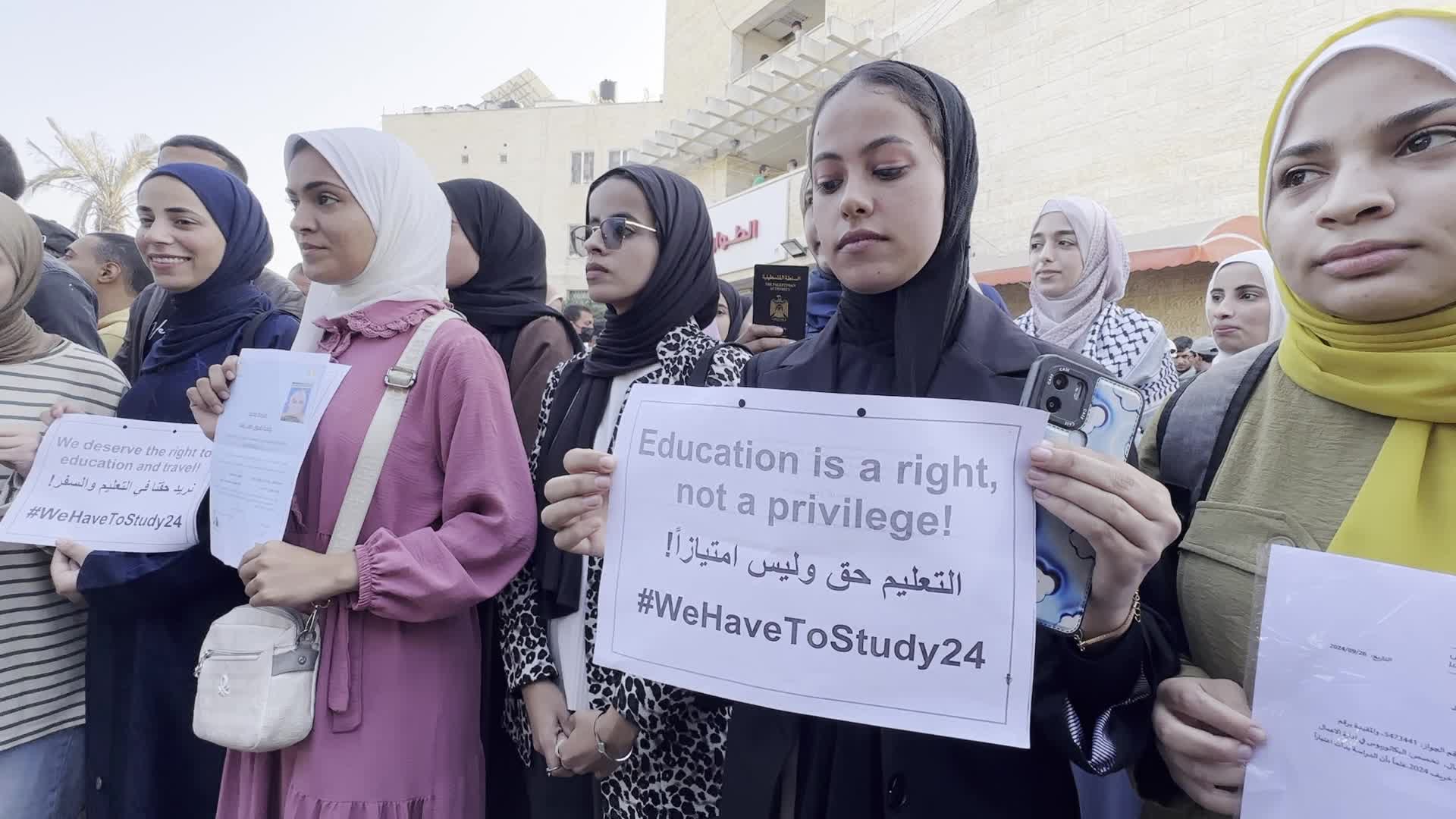 Palestinian Students Protest for Access to Education Amid Blockade