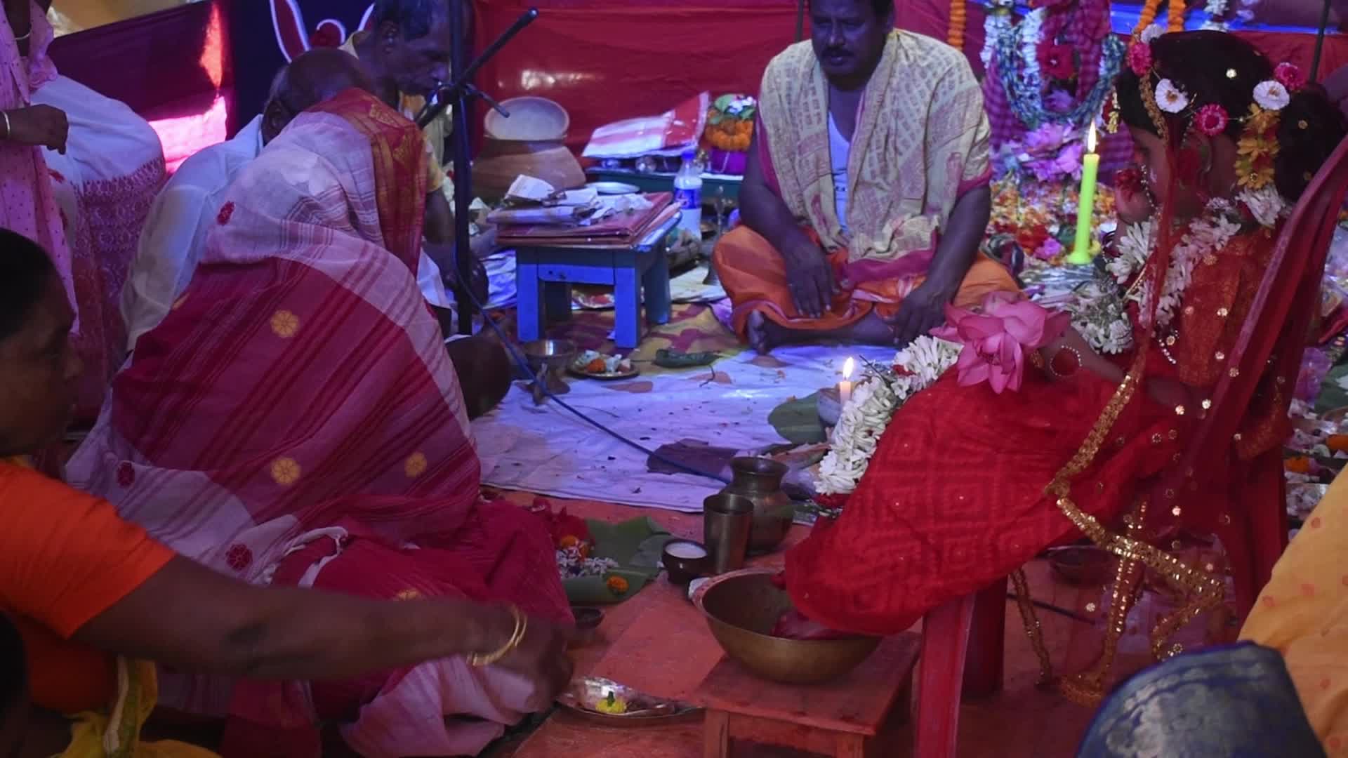 Kumari Puja on the ocassion of Jagadhatri Puja in India
