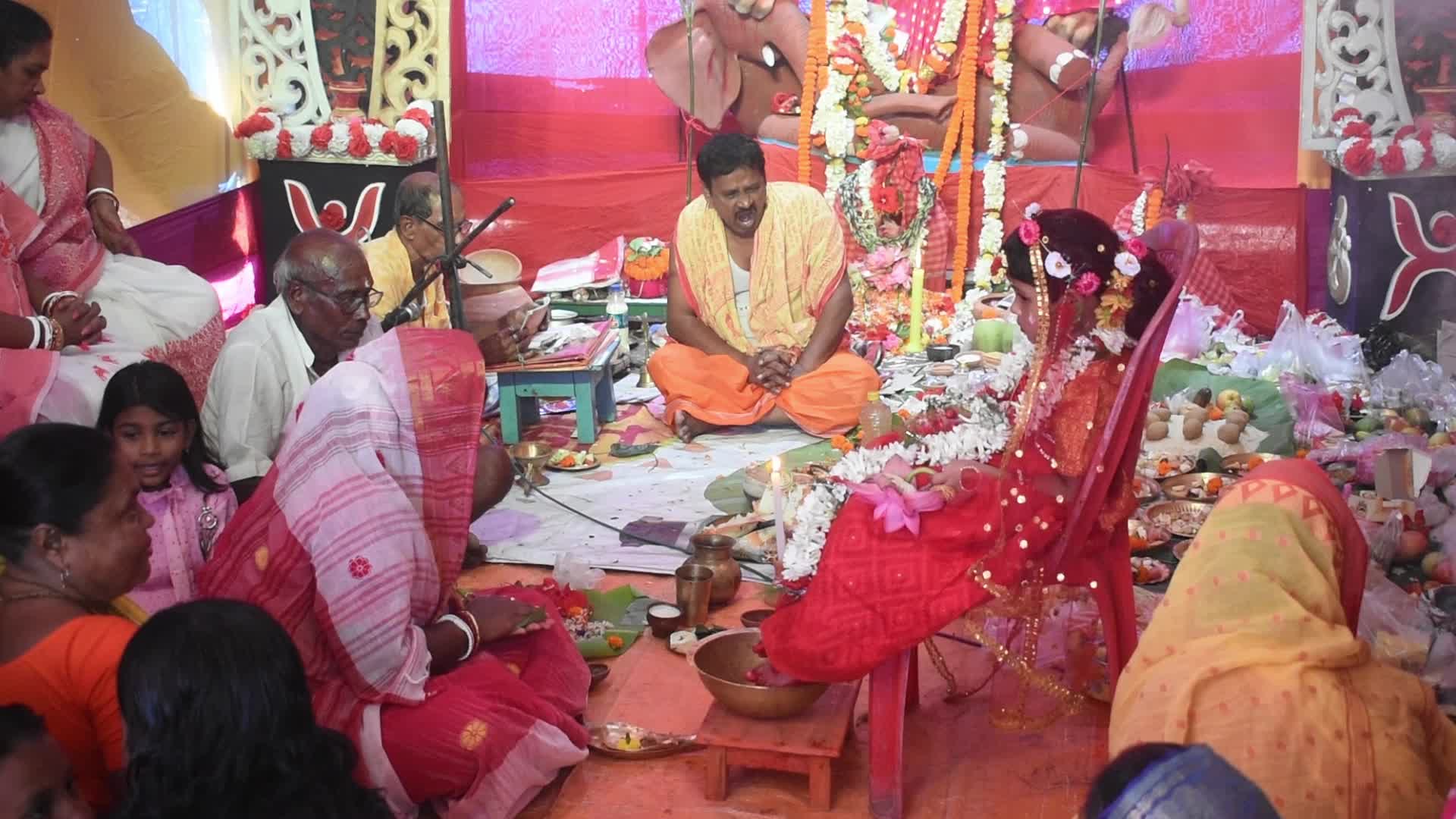 Kumari Puja on the ocassion of Jagadhatri Puja in India