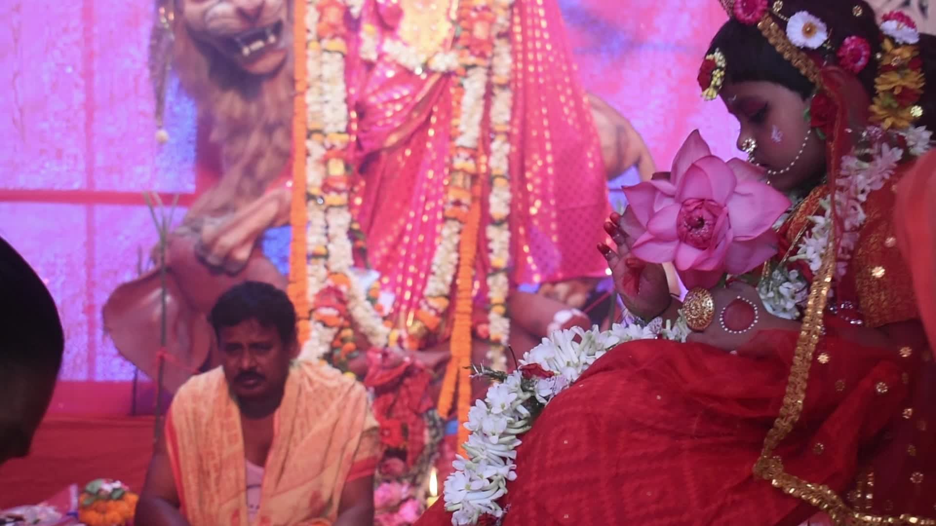 Kumari Puja on the ocassion of Jagadhatri Puja in India