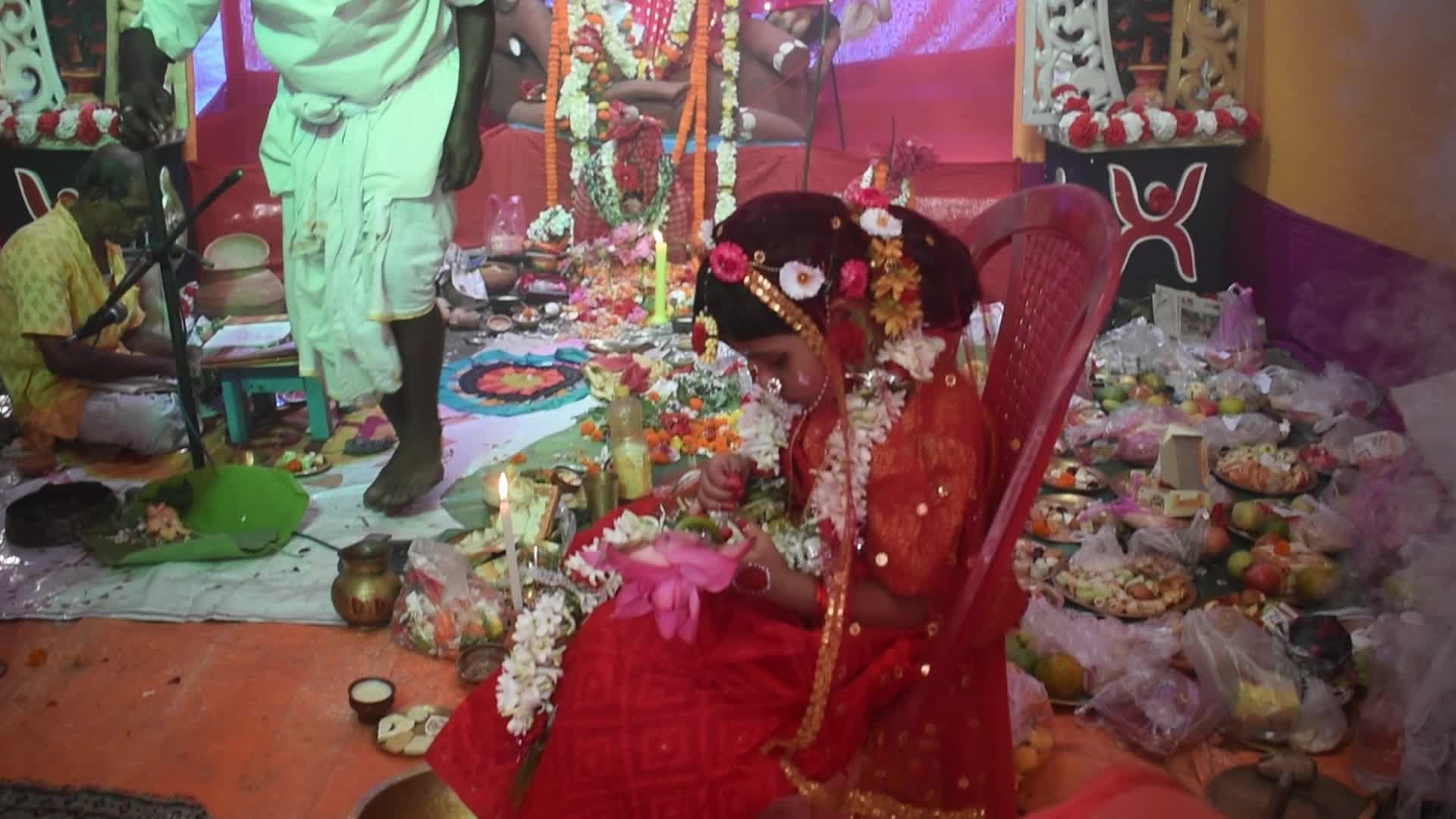 Kumari Puja on the ocassion of Jagadhatri Puja in India