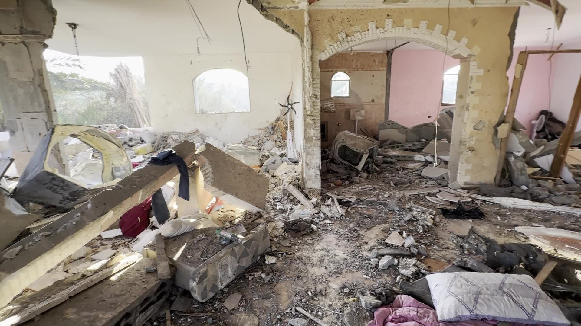 House Hit By Israeli Airstrike In Gaza, Palestine