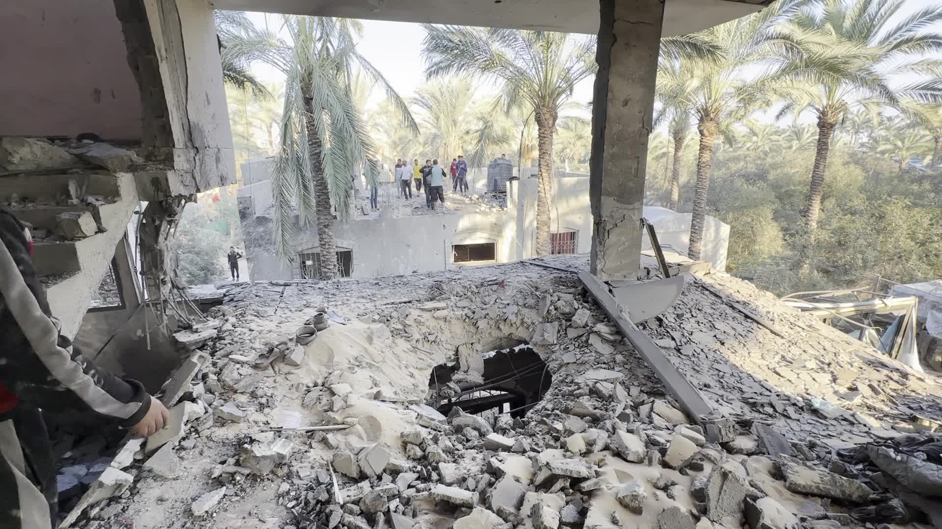 House Hit By Israeli Airstrike In Gaza, Palestine