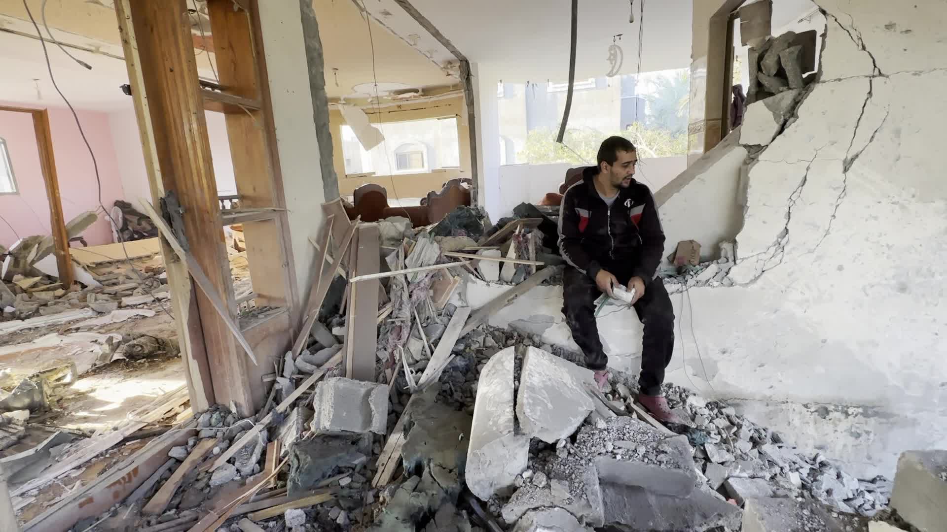 House Hit By Israeli Airstrike In Gaza, Palestine