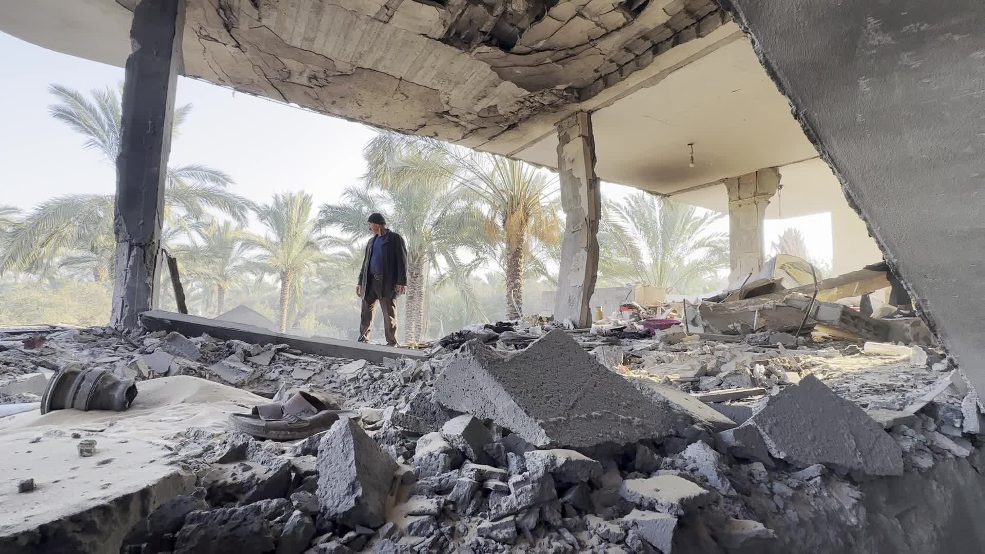 House Hit By Israeli Airstrike In Gaza, Palestine