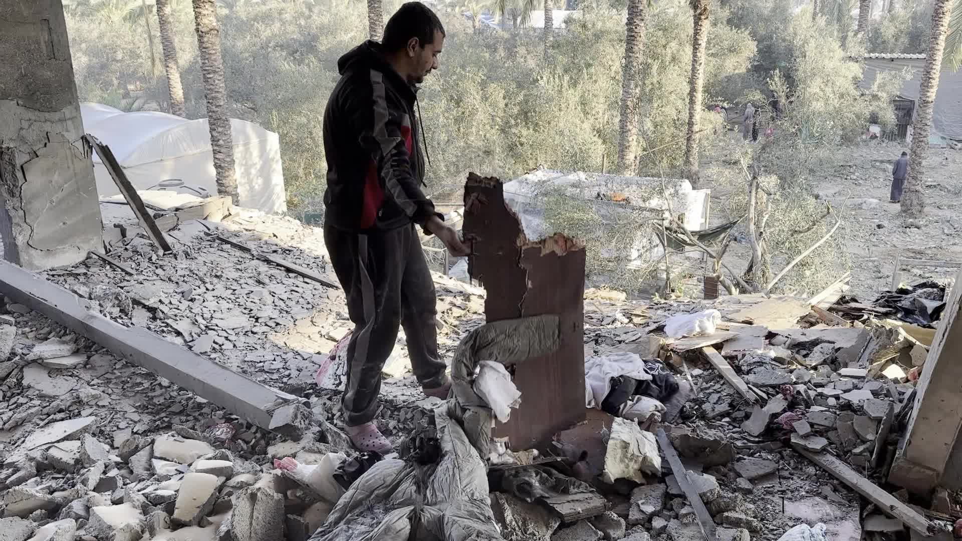 House Hit By Israeli Airstrike In Gaza, Palestine