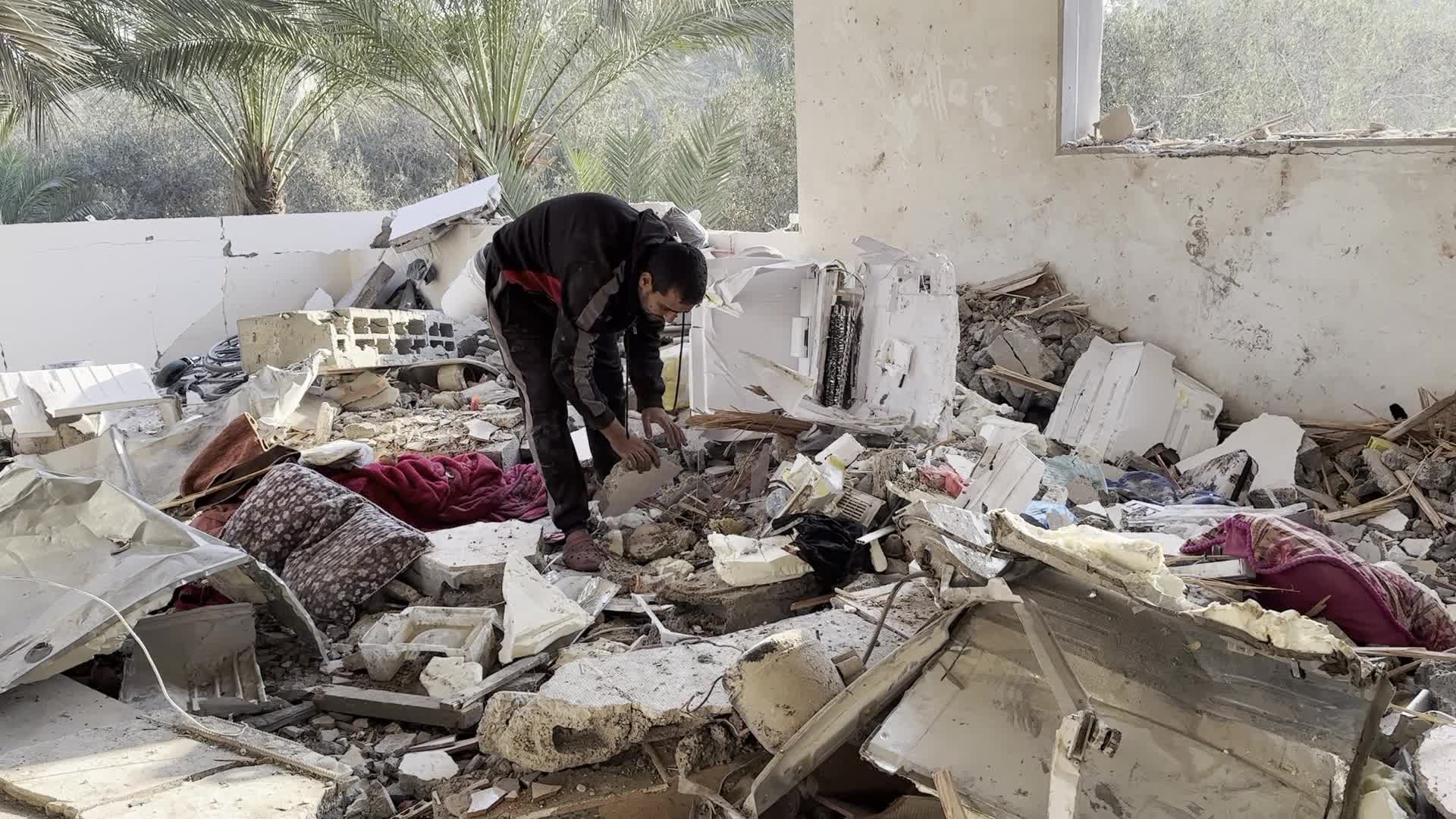 House Hit By Israeli Airstrike In Gaza, Palestine
