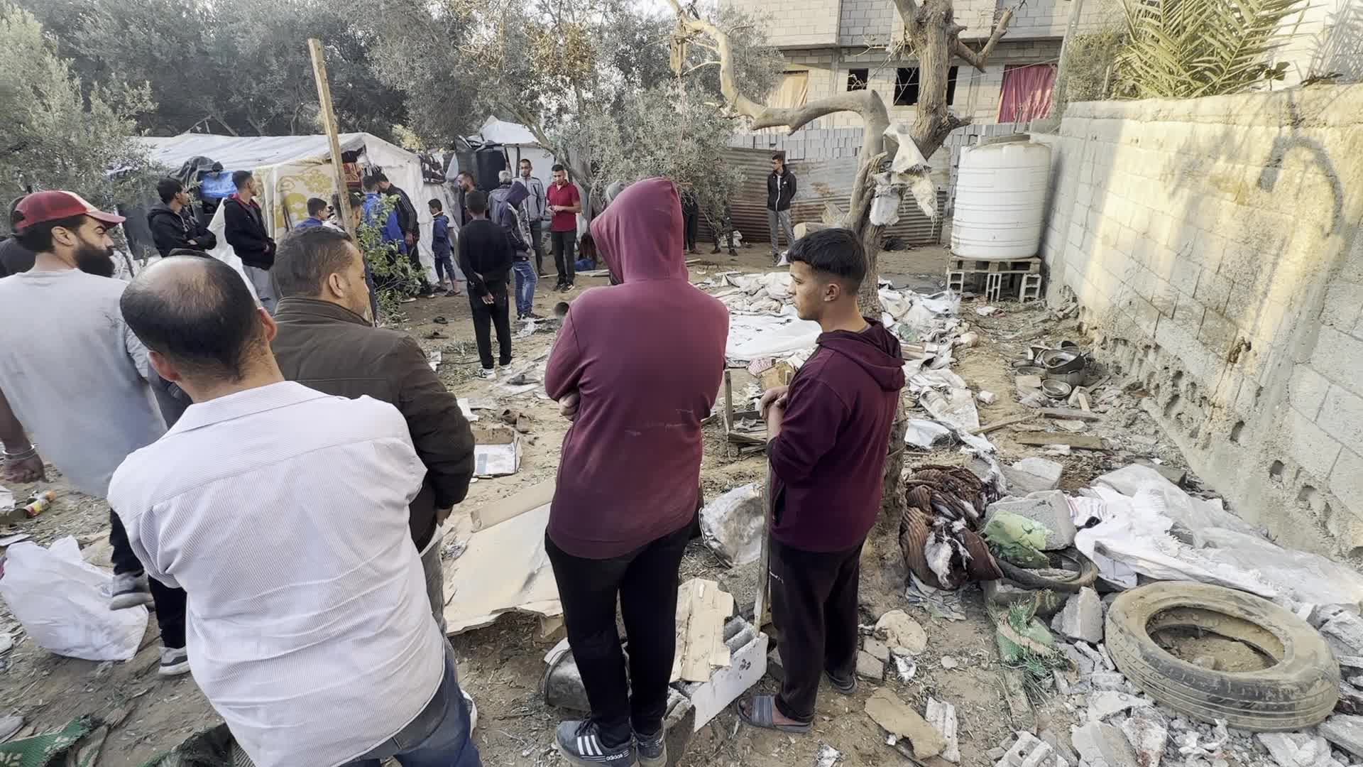 Israeli Airstrike In Tents Camp In Gaza, Palestine
