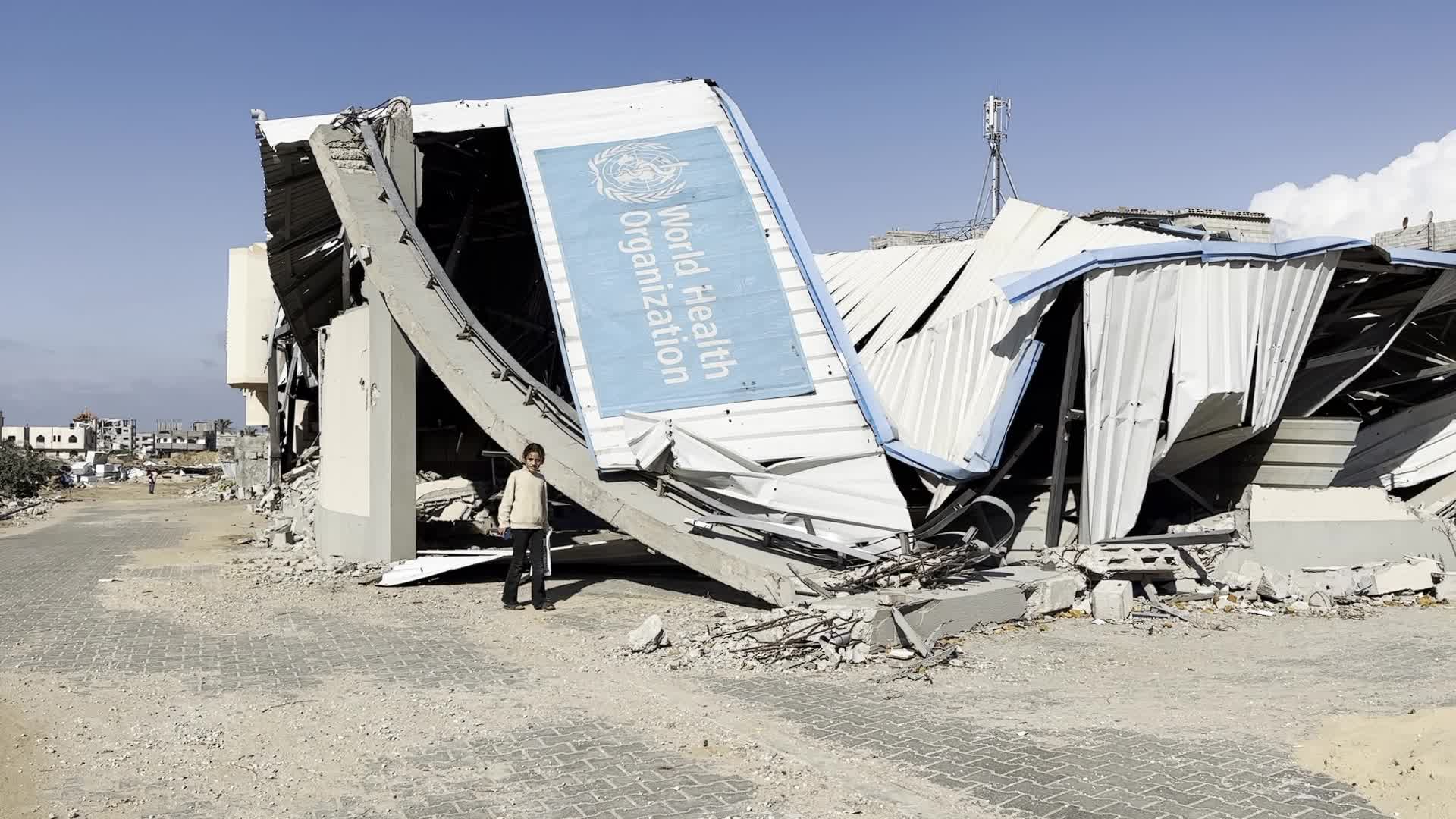 Damaged World Health Organisation storage center hit in recent Israeli Airstrike In Gaza