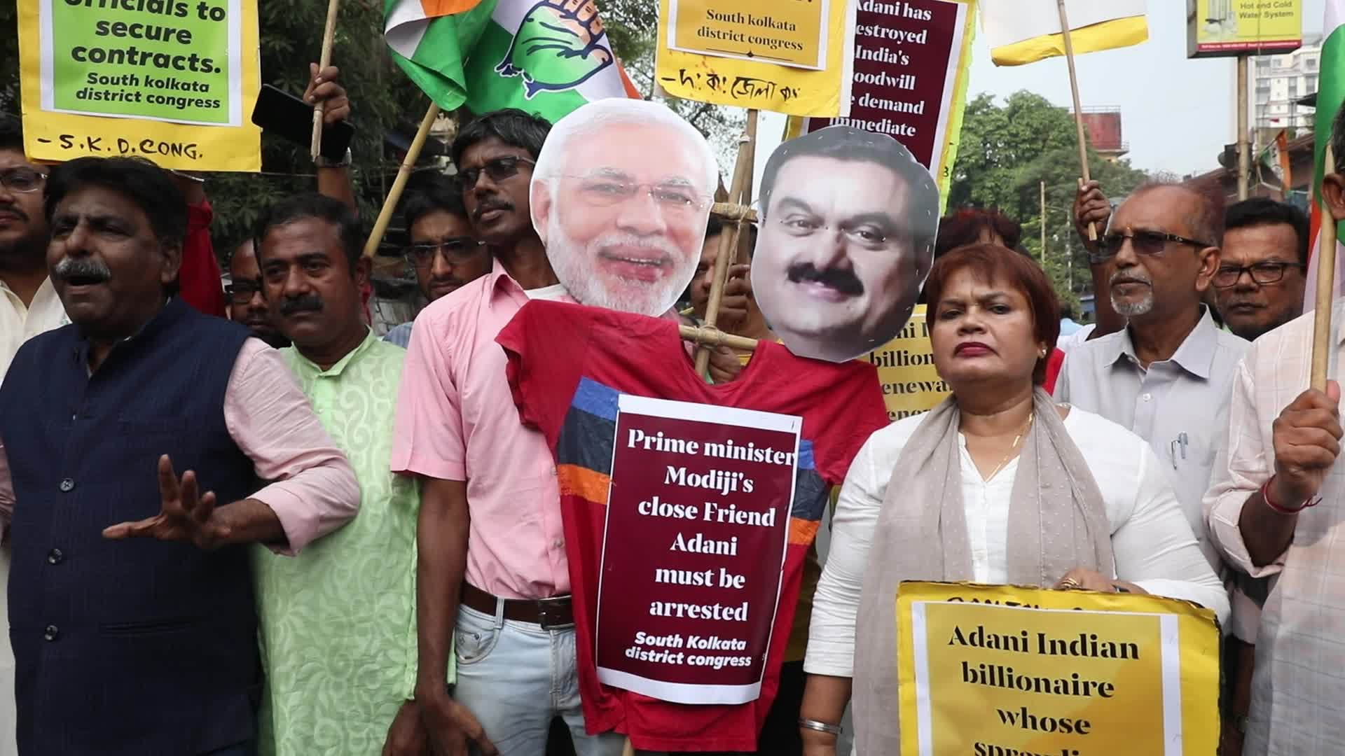 Indian Business Tycoon's Adani Protest In Kolkata, India