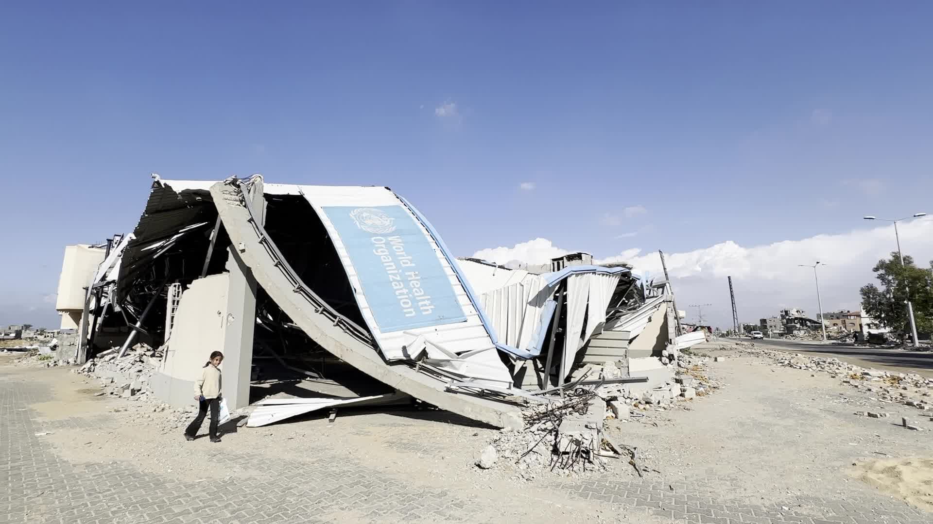 Damaged World Health Organisation storage center hit in recent Israeli Airstrike In Gaza