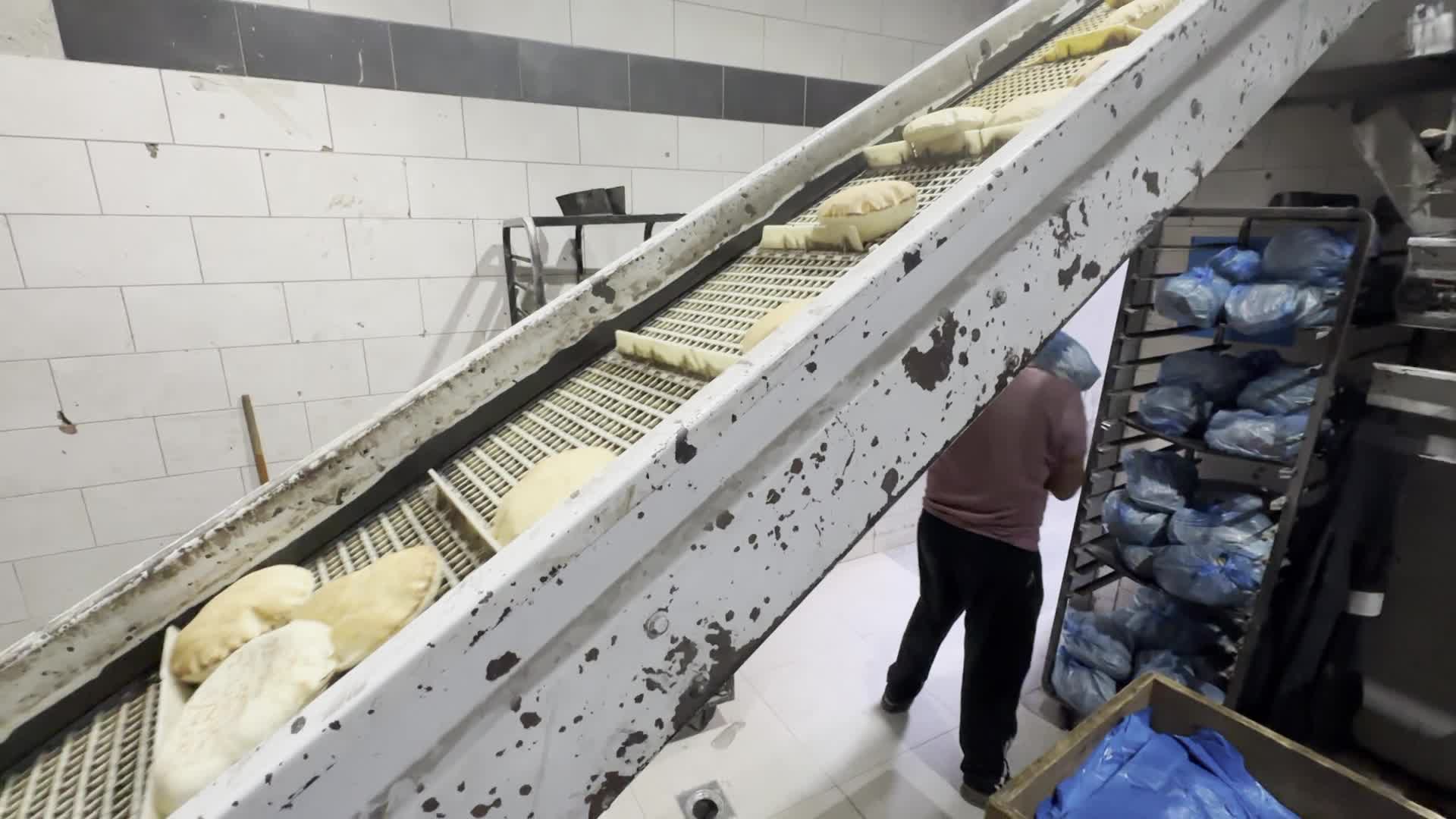 Palestinians Queue for Bread at Bakery in Khan Yunis Amid Gaza Conflict