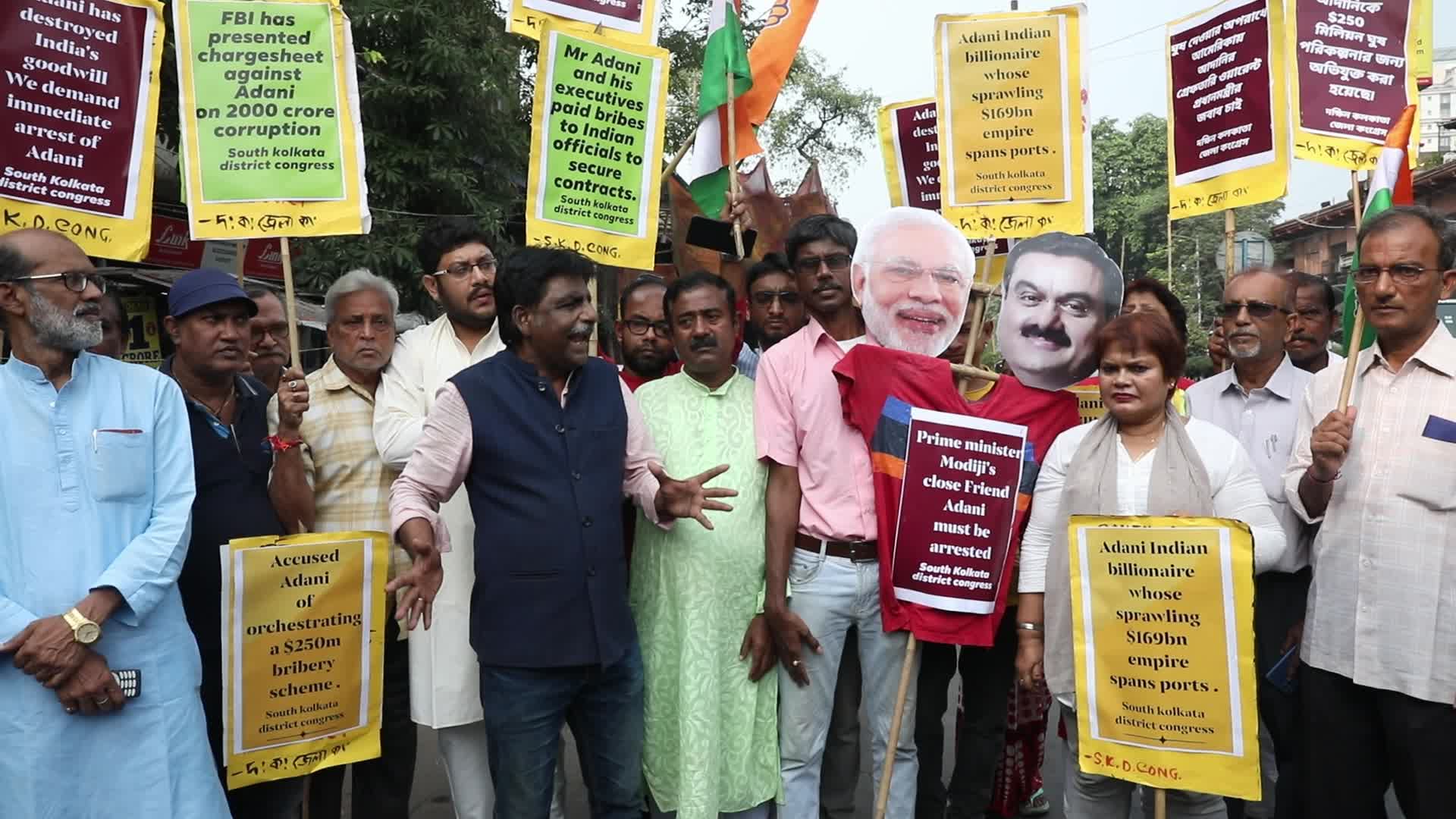 Indian Business Tycoon's Adani Protest In Kolkata, India