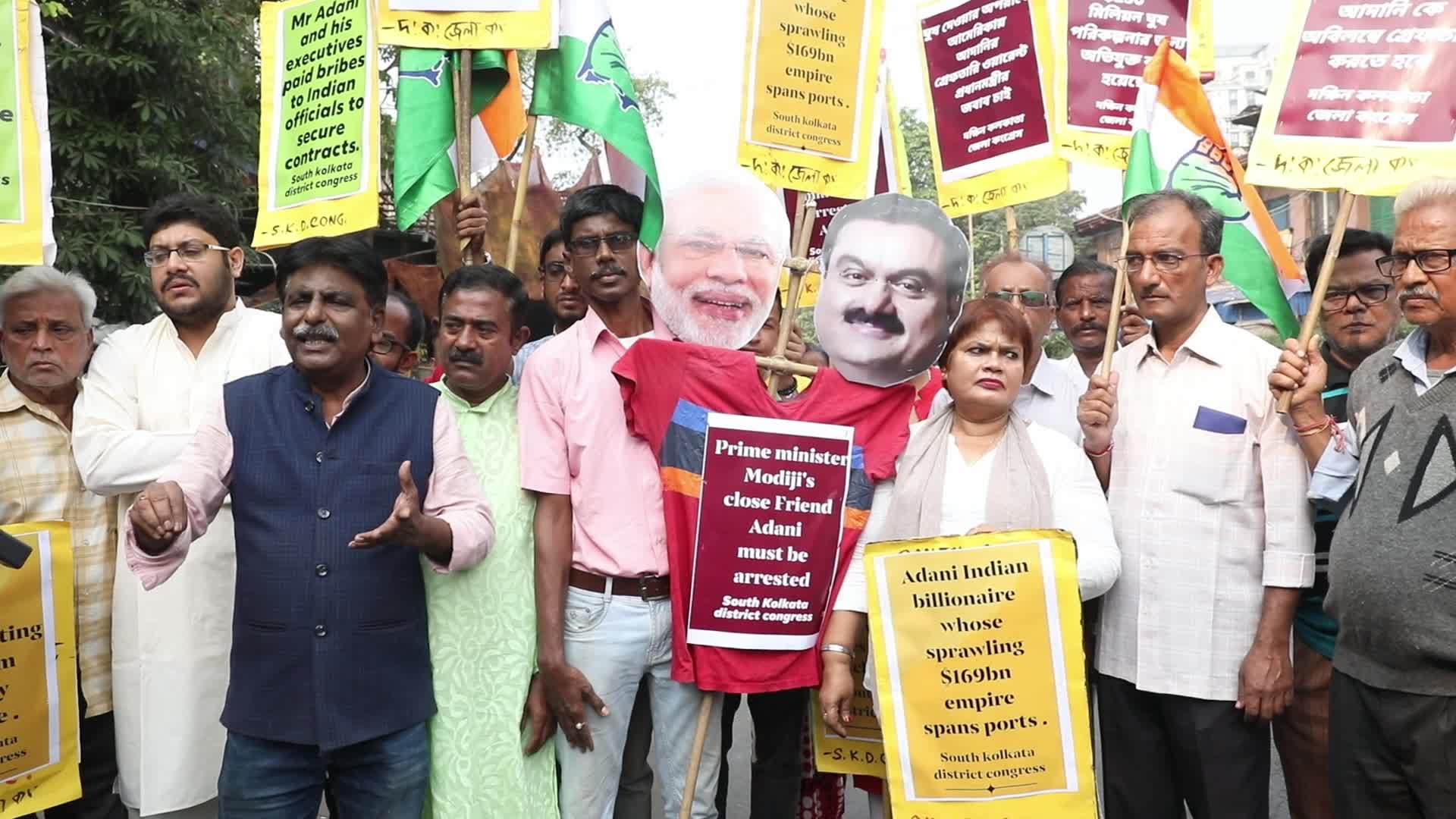 Indian Business Tycoon's Adani Protest In Kolkata, India