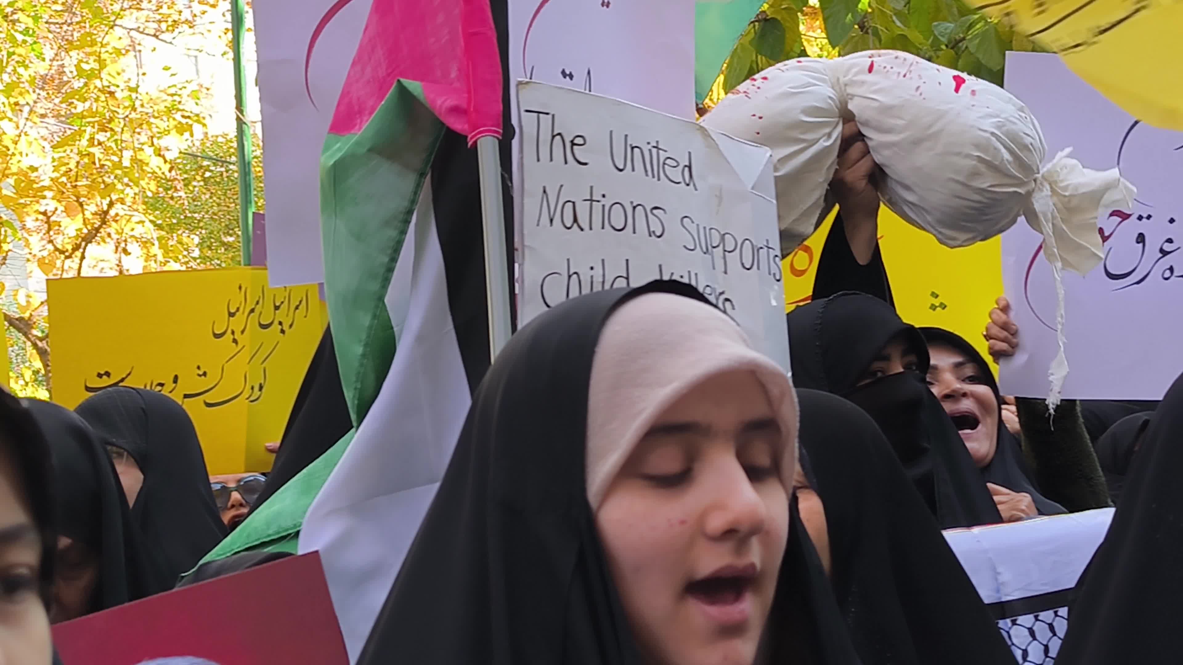 Anti Israeli rally in front of UN office in Tehran