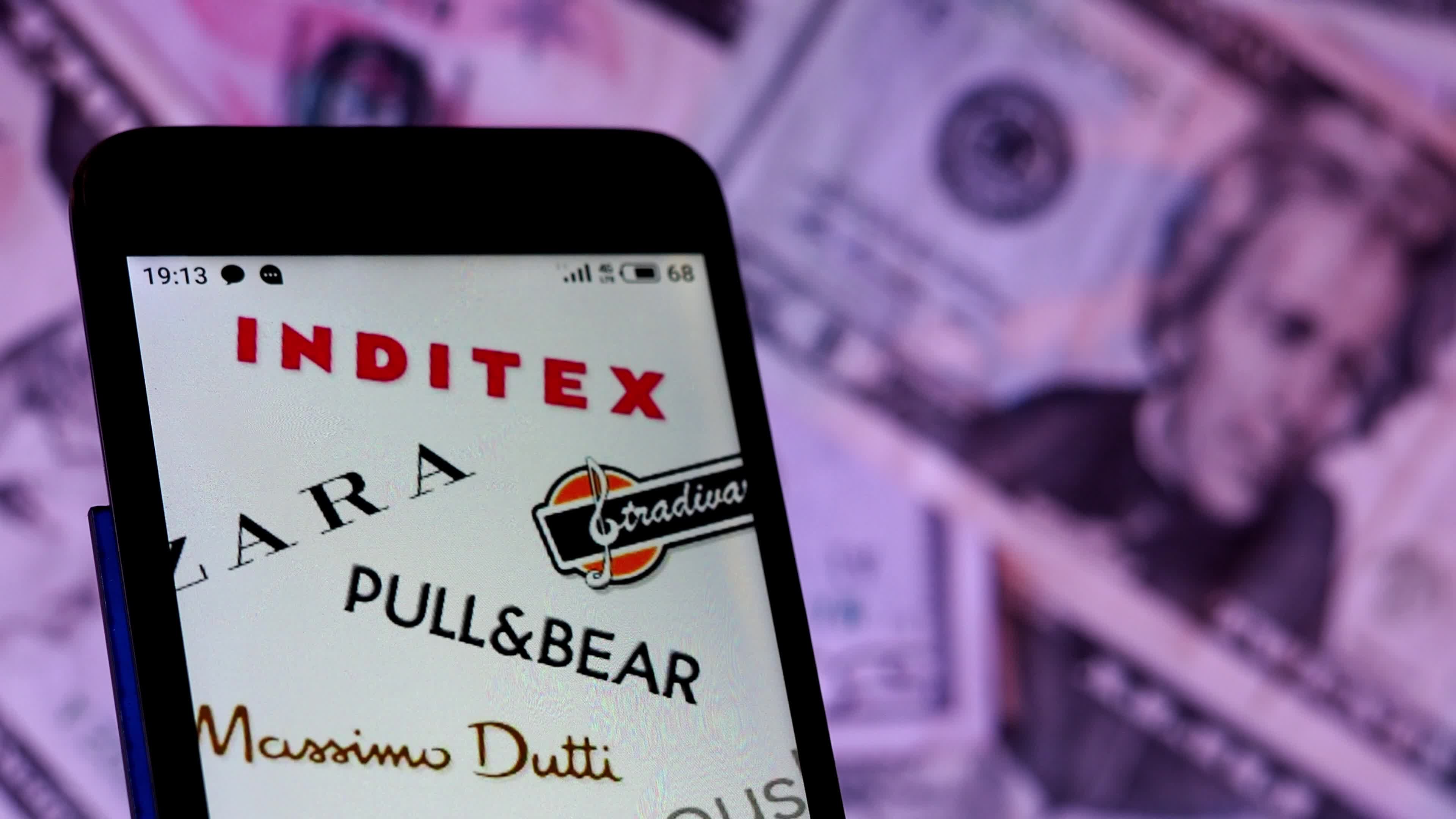 Video illustration the logo of Inditex