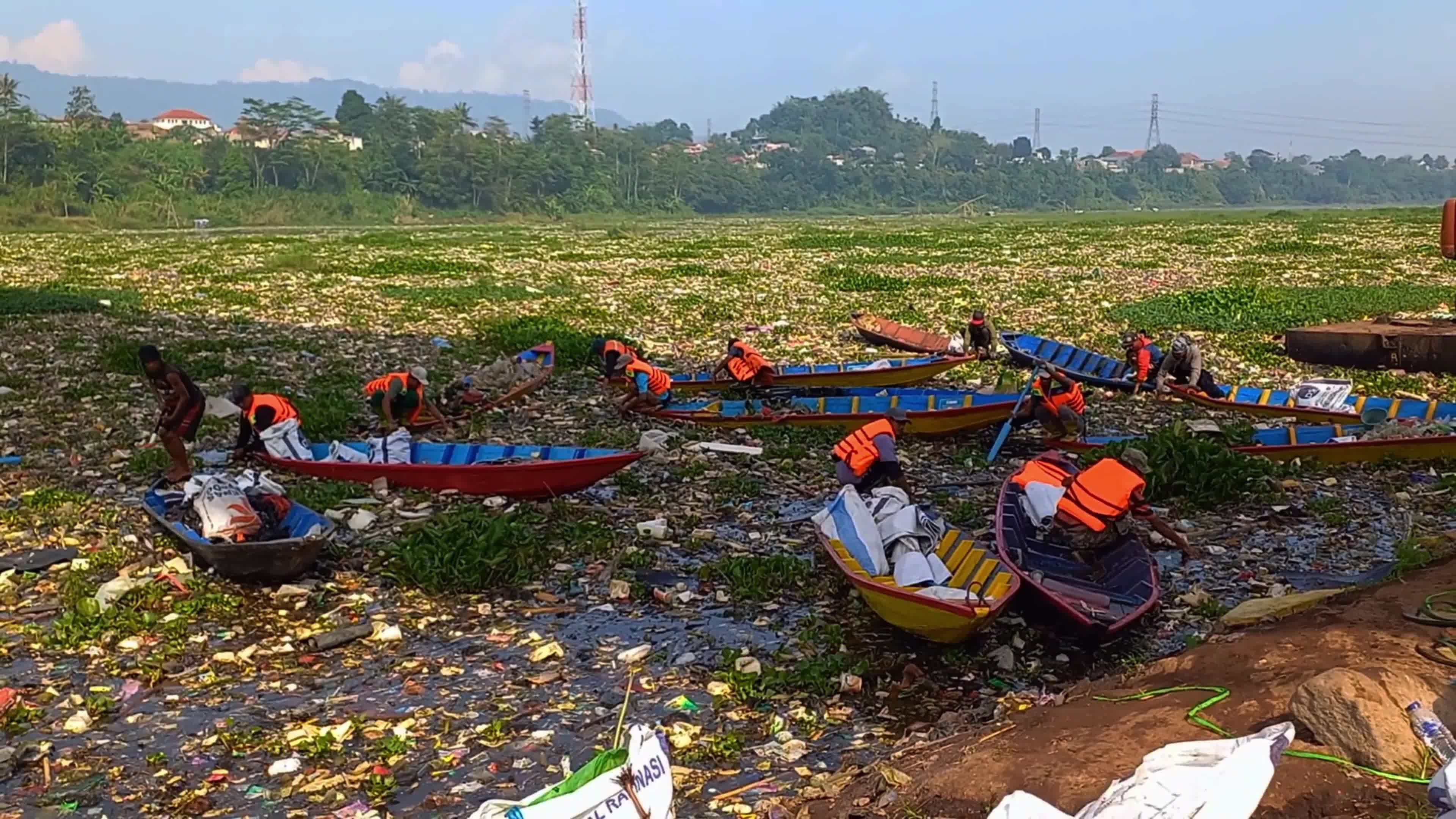 Plastic Waste In Polluted Citarum River West Java