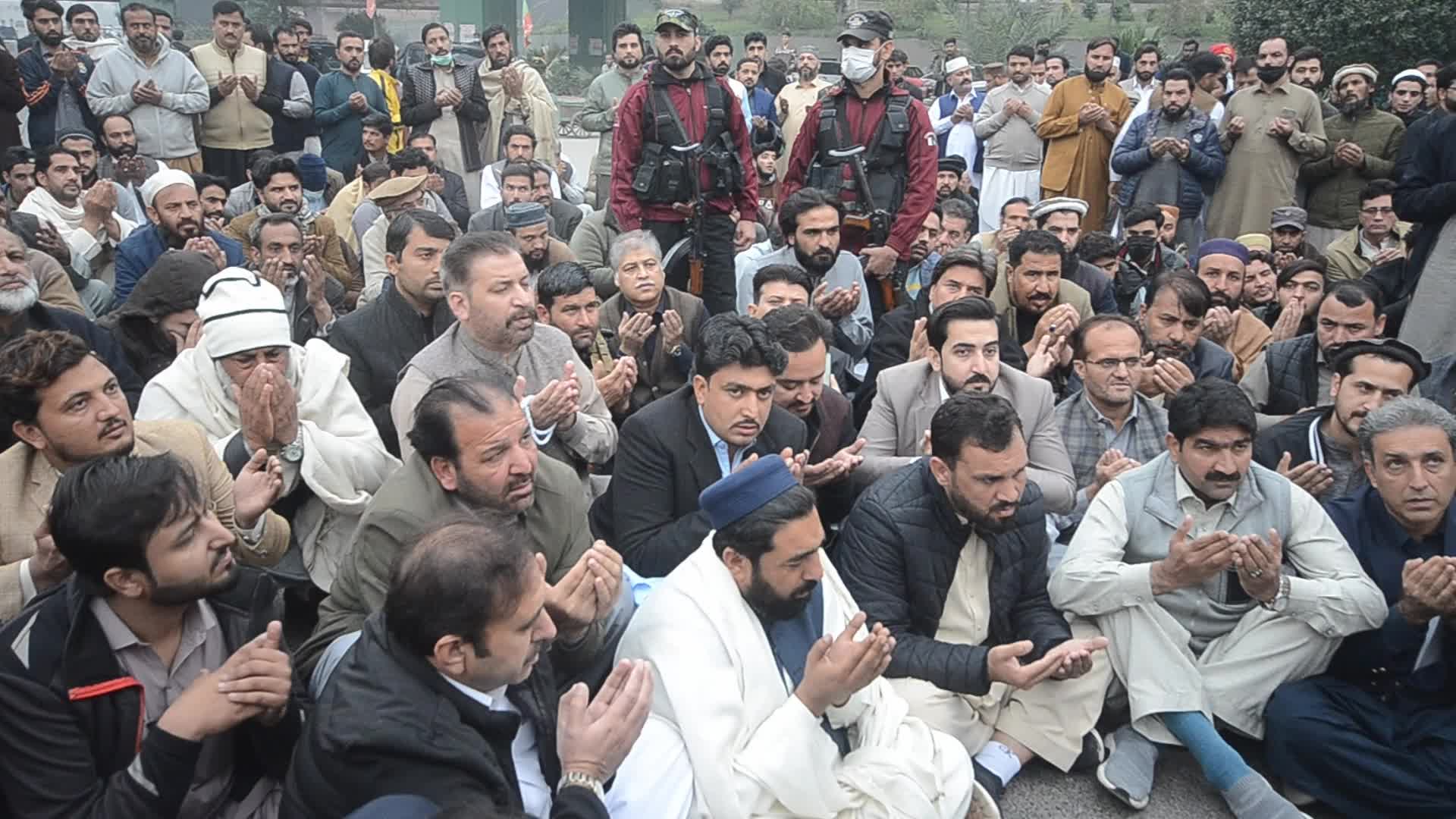 PTI party supporters hold funeral prayer for party workers allegedly killed during protest 