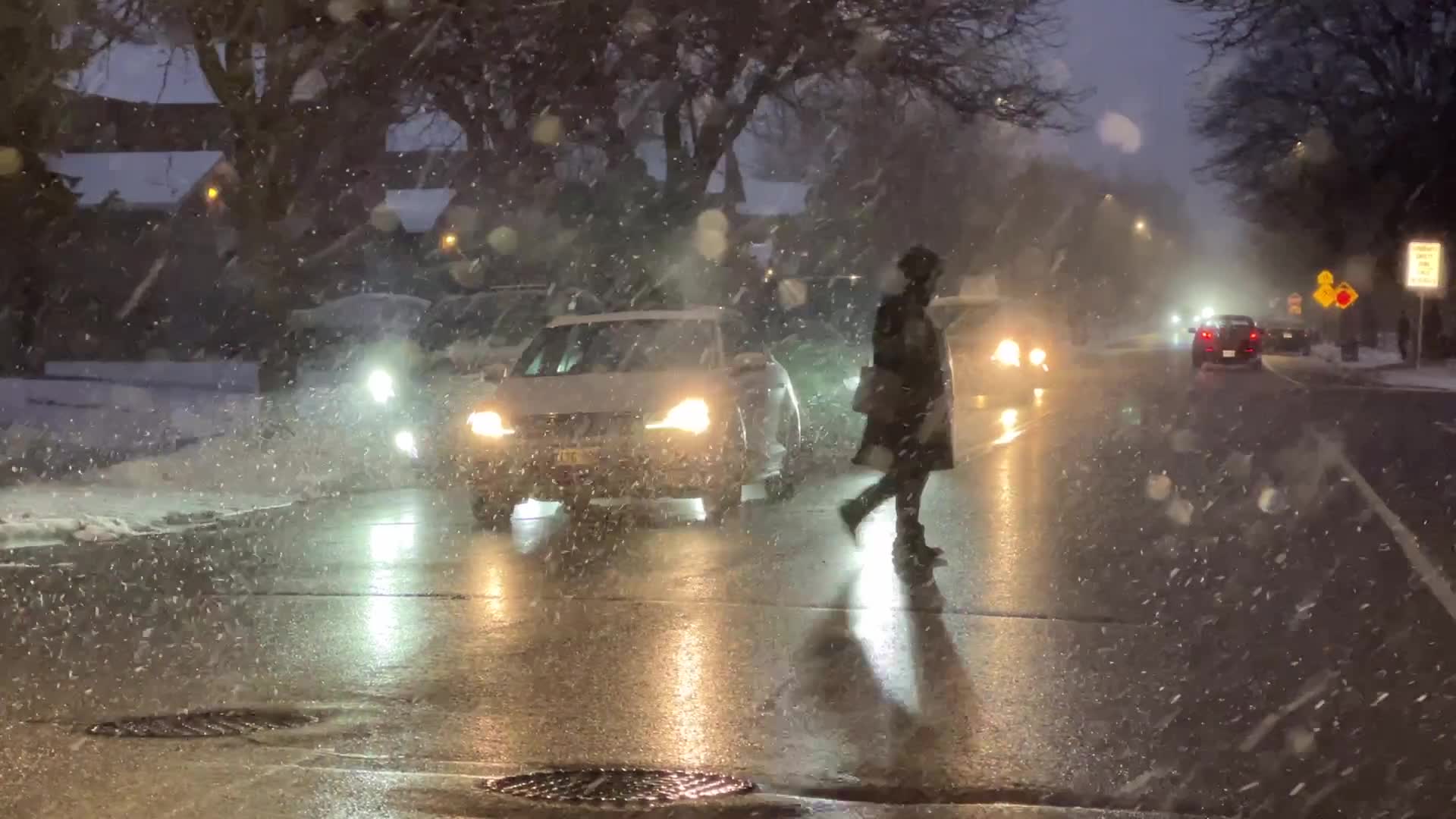 First snowfall of the season in Toronto, Canada
