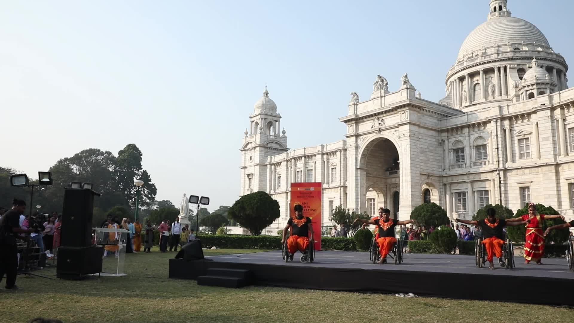 Dance On Wheelchairs at Victoria Memorial Monument In India, Kolkata