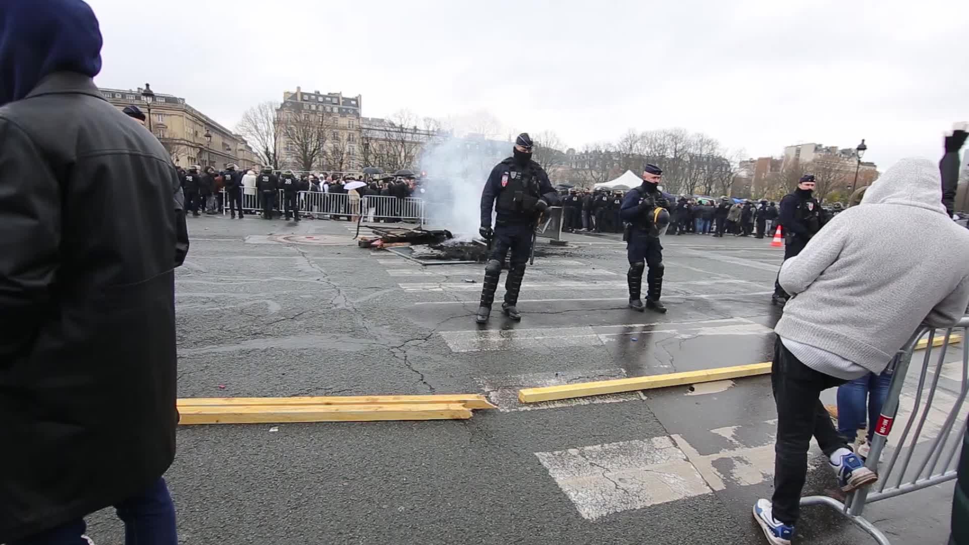 French Taxi drivers protest in Paris, France