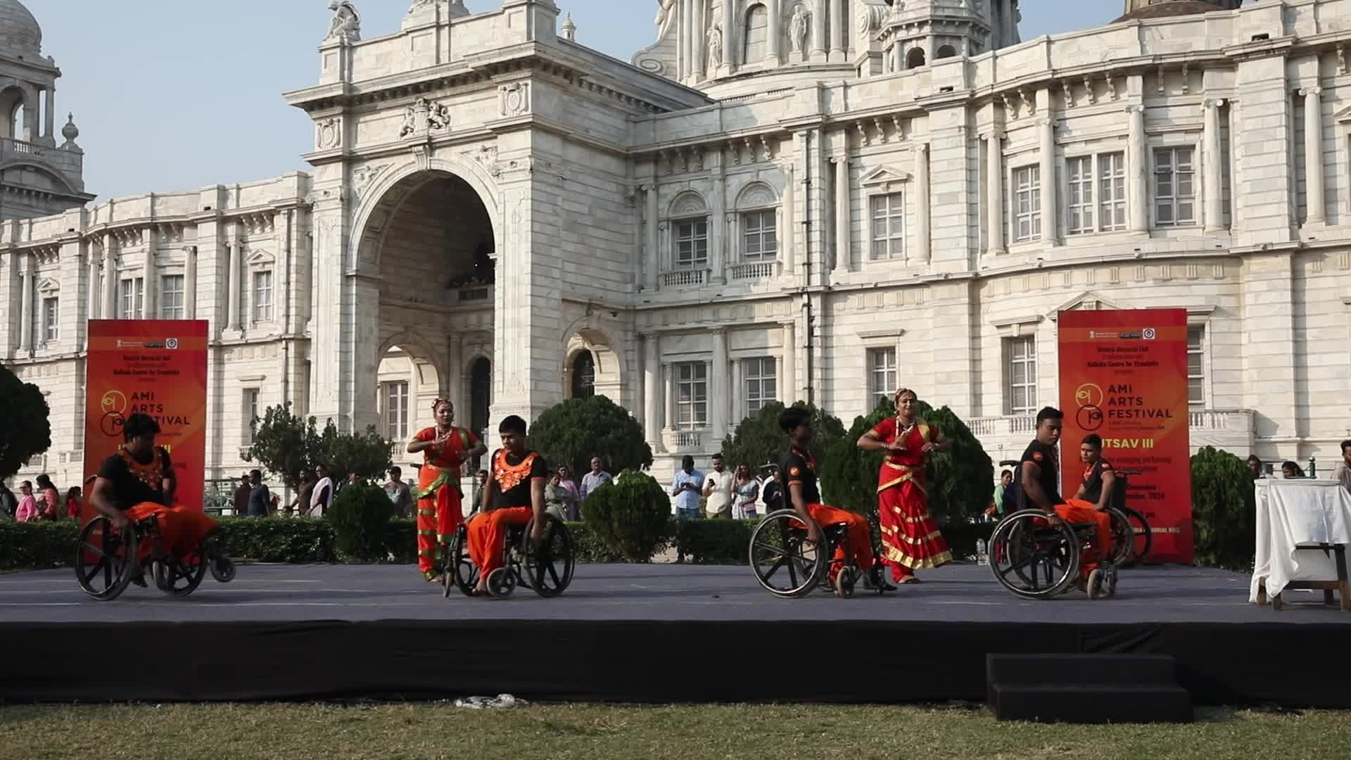 Dance On Wheelchairs at Victoria Memorial Monument In India, Kolkata