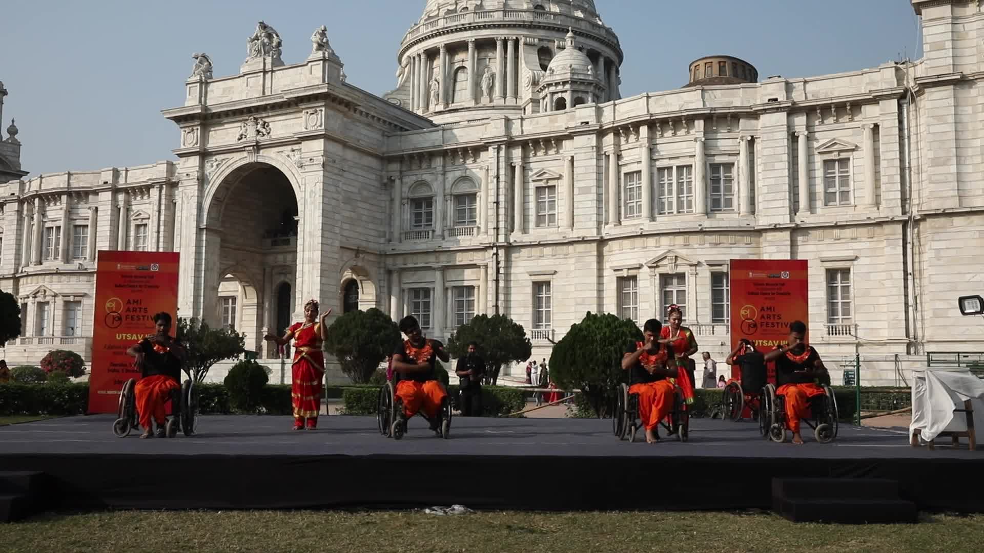 Dance On Wheelchairs at Victoria Memorial Monument In India, Kolkata